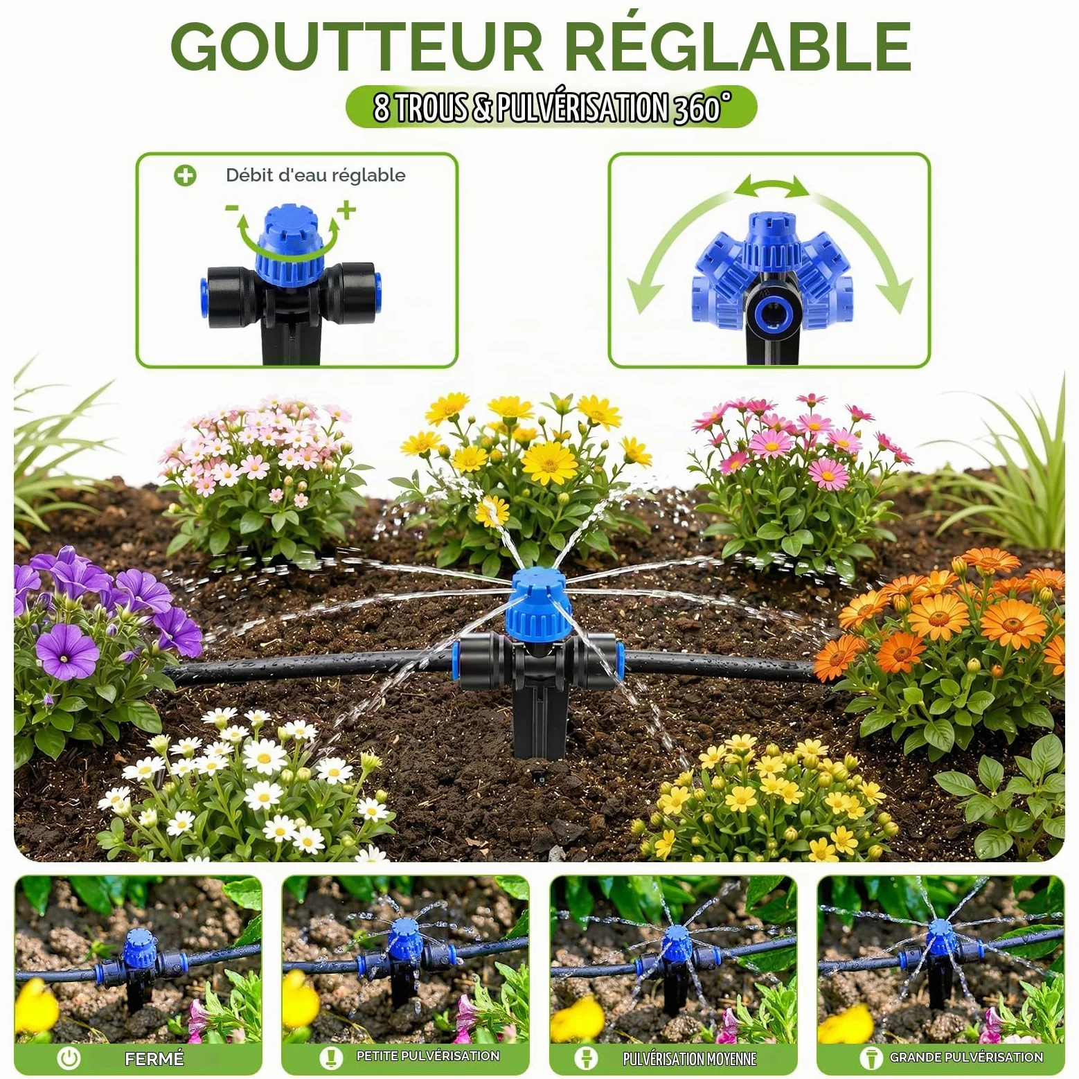 HIRALIY Kits d'irrigation goutte à goutte automatique de 15,2 m avec minuterie de jardin, système d'arrosage de jardin pour terrasse, pelouse, kit de système d'irrigation rapide avec minuterie d'eau