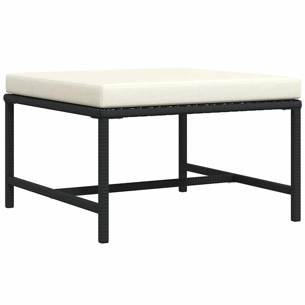 vidaXL Repose-Pied Sectionnel avec Coussin Patio Noir Résine Tressée