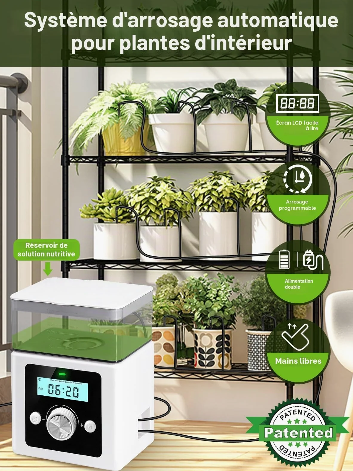 Système d'irrigation automatique, arrosage automatique pour plantes d'intérieur, système d'irrigation automatique DIY pour plantes en intérieur, idéal comme système d'irrigation de vacances | Système d'arrosage automatique pour plantes d'intérieur - Idéal