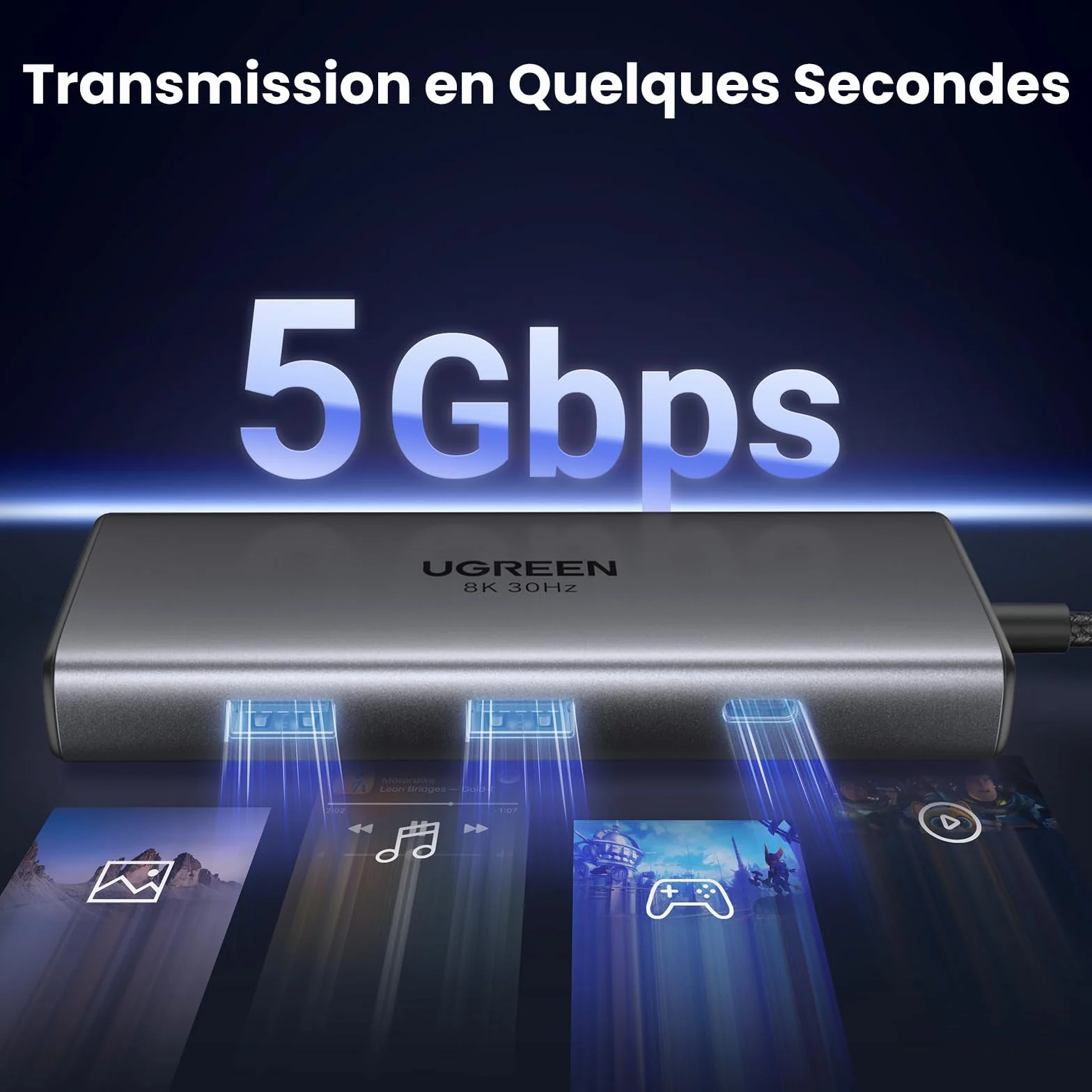 UGREEN Revodok 206 Hub USB C Dual HDMI 4K60Hz 8K30Hz PD 100W Charge Multiports 5Gbps 6 en 1 Docking Station