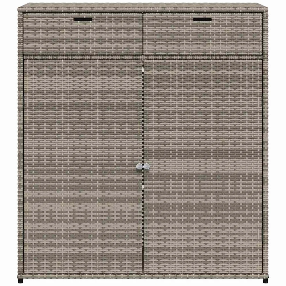 vidaXL Armoire de Jardin Résine Tressée Gris avec Porte