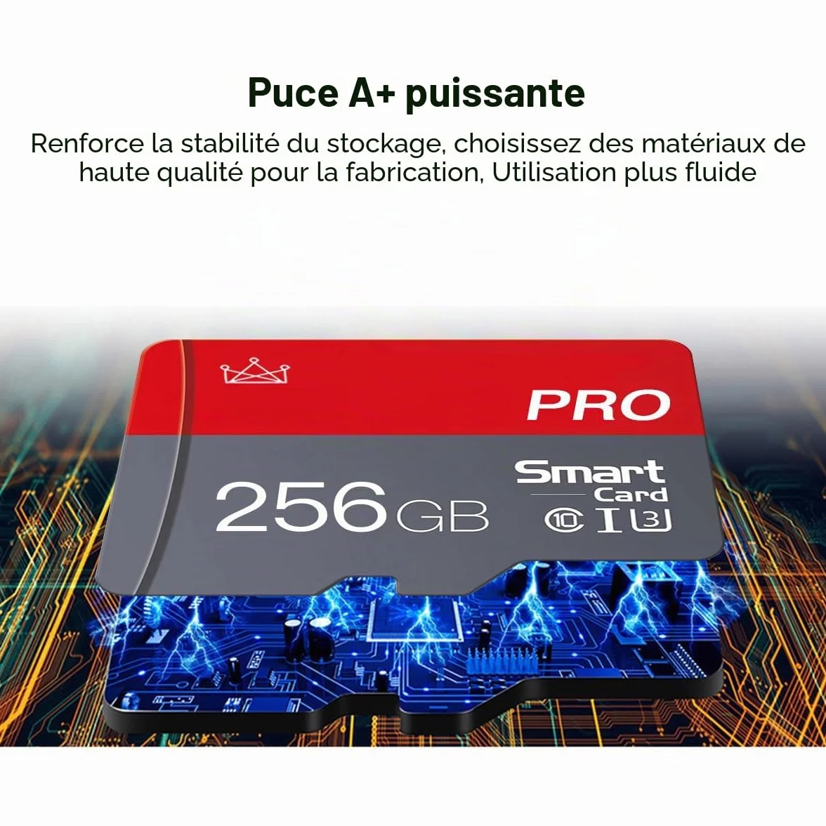Lot de 2 cartes mémoire Micro SD 256 Go Classe 10 Haute Vitesse avec adaptateur Mini SD