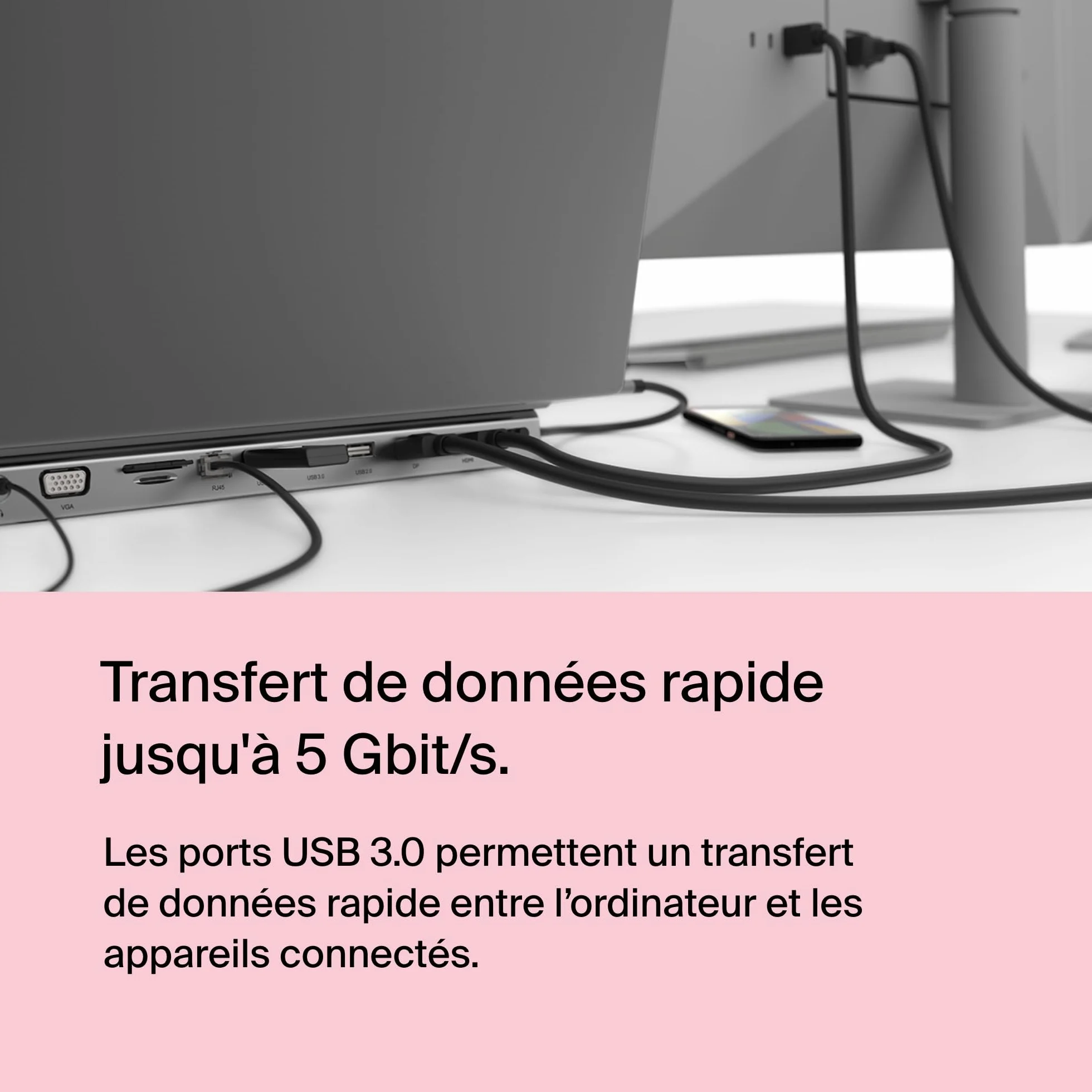 Belkin Station d'accueil USB-C multiport 11-en-1 Hub USB-C 4K HDMI DP VGA USB-C PD 100W 3 USB-A Gigabit Ethernet SD MicroSD 3,5 mm