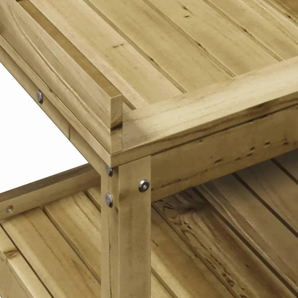 Table de rempotage en bois massif pin 108x45x86,5 cm avec étagères