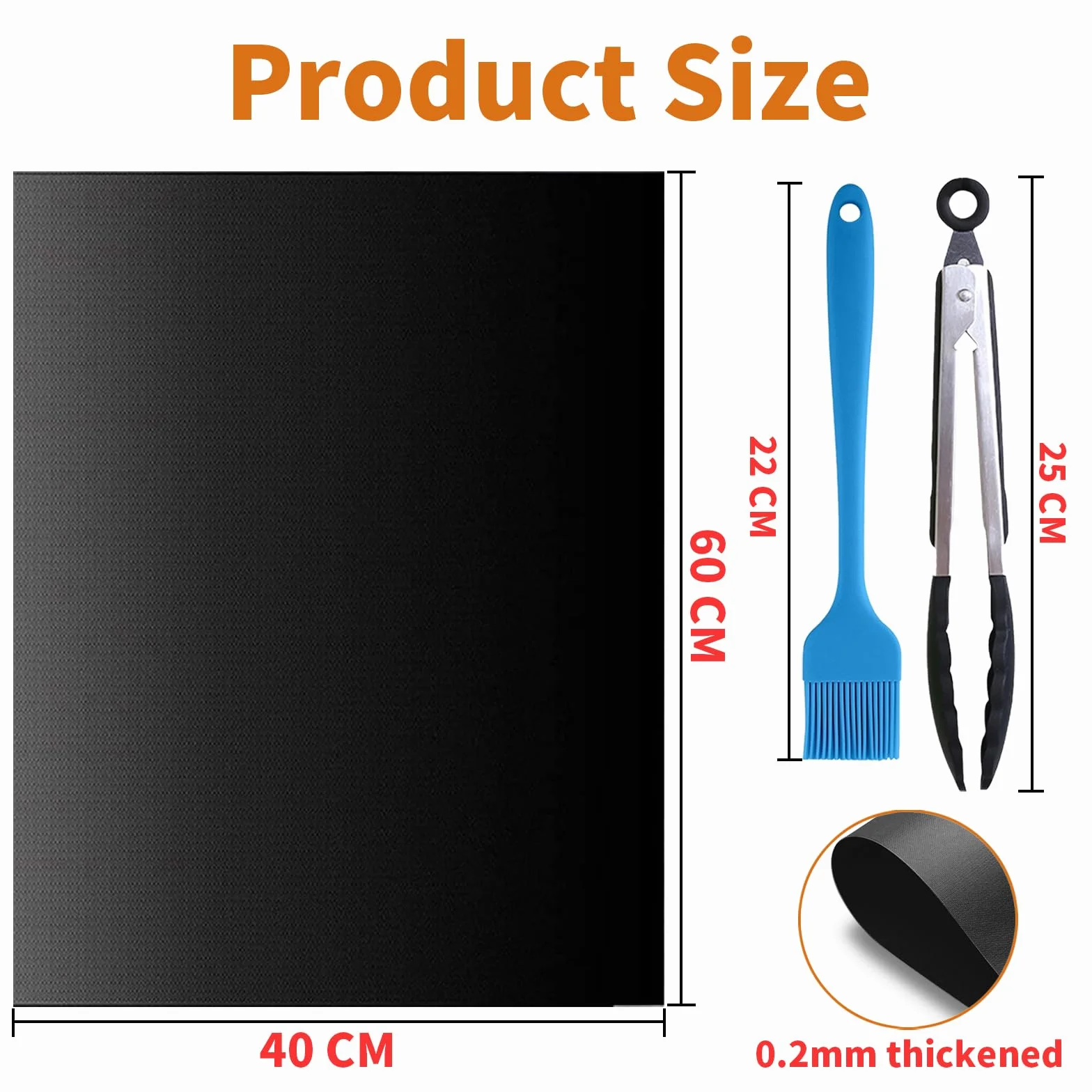 Lot de 5 Tapis Barbecue 60x40cm Anti-adhérent Téflon Réutilisable avec Brosse et Clip