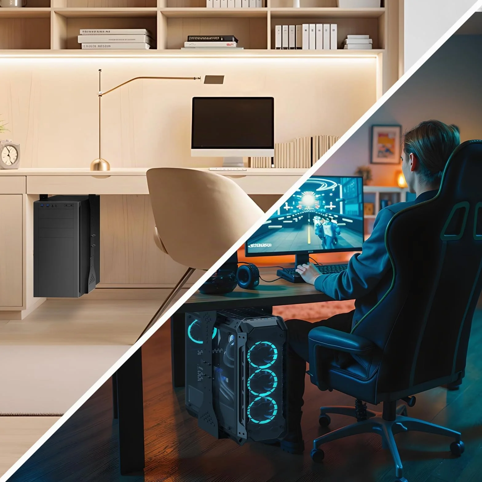 PUTORSEN Support PC sous Bureau 340 mm 35 kg Noir