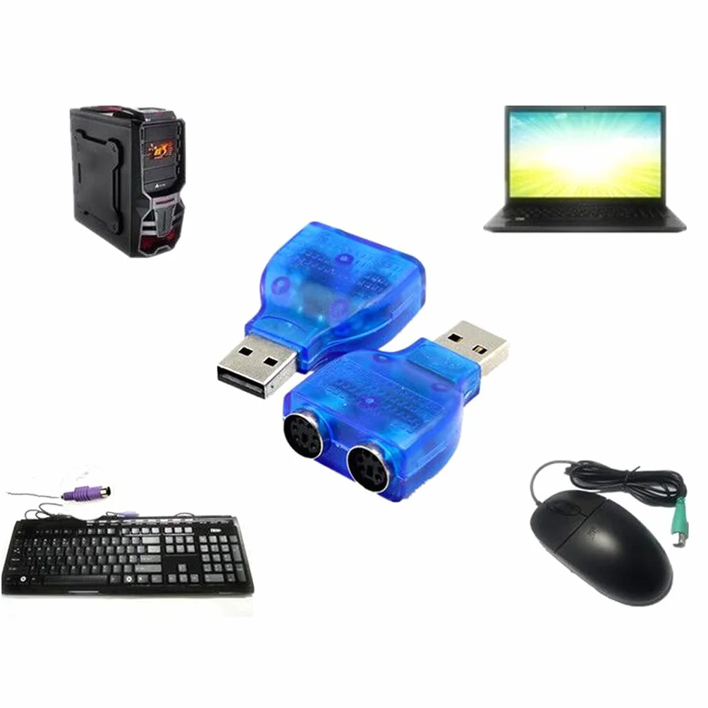 Adaptateur PS/2 Dual Mini DIN 6 broches 2.0 USB mâle vers femelle pour ordinateur portable
