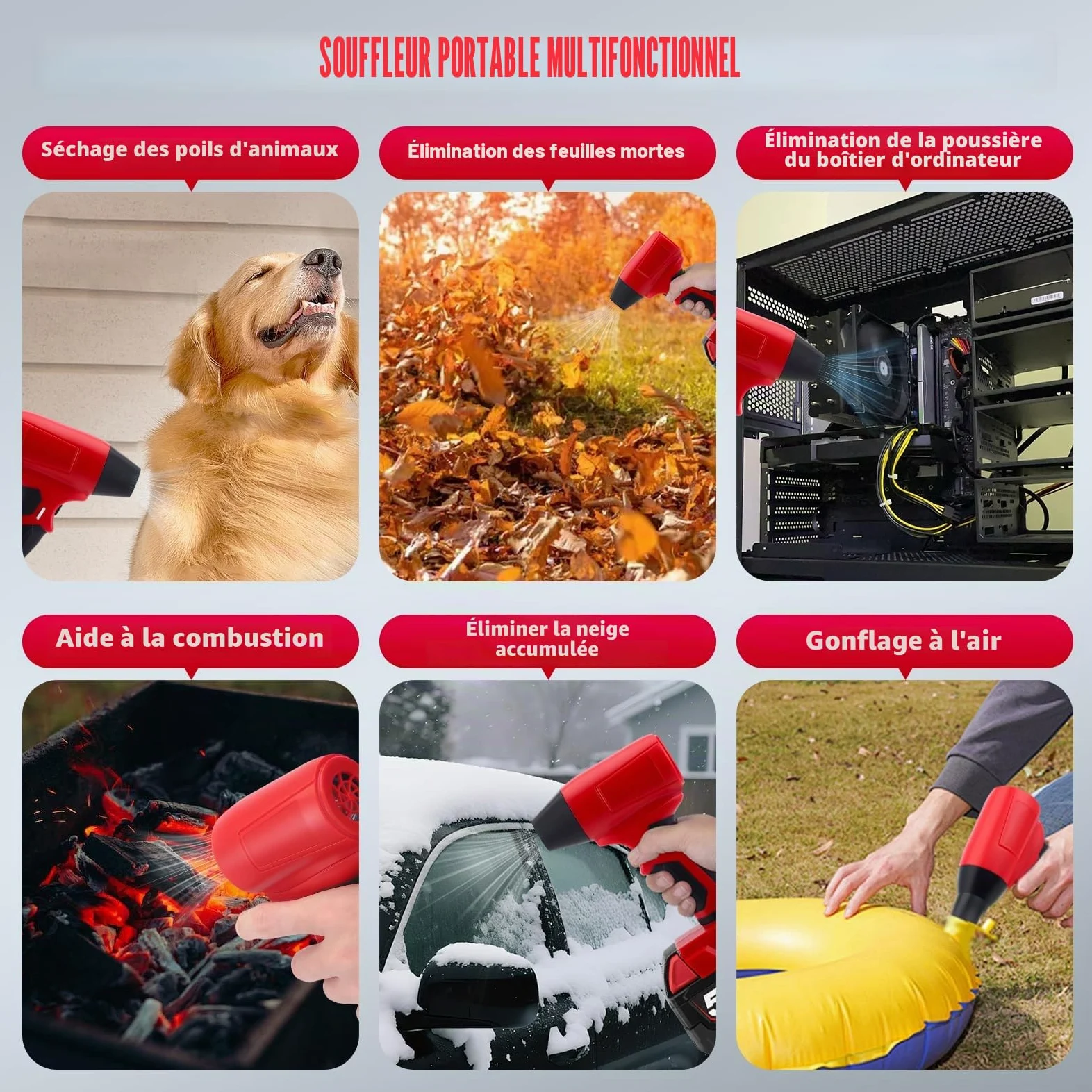 Mini Souffleur Compatible avec Milwauke 18V, 30 m/s, 130 000 TR/Min Moteur sans balais à Haute Vitesse, Jet Dry Turbo Fan pour Camping, Nettoyage & Atelier(sans Batterie)