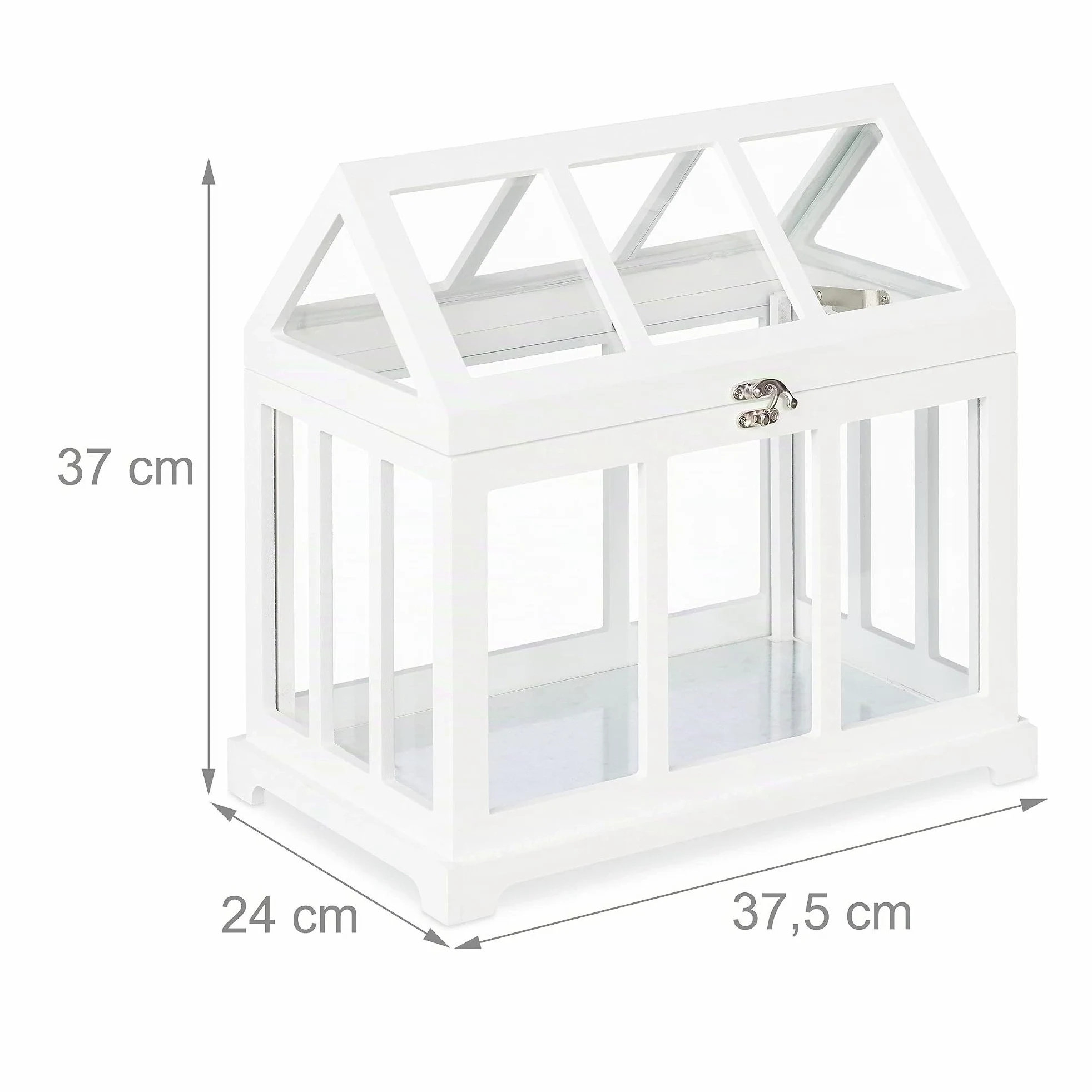 Relaxdays Mini Serre intérieur, Lot de 2, pour Le Rebord de fenêtre, en Verre et MDF, Herbes, Fleurs, 2 Tailles, Blanc