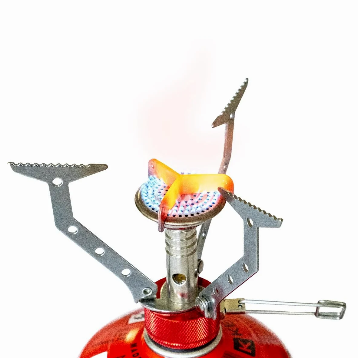KEMPER - Réchaud gaz Portable 4.5 KW + 4 Cartouches gaz Butane Propane 230gr - Mini brûleur randonnée Anti-Vent Pliable & Léger Camping Haute Montagne