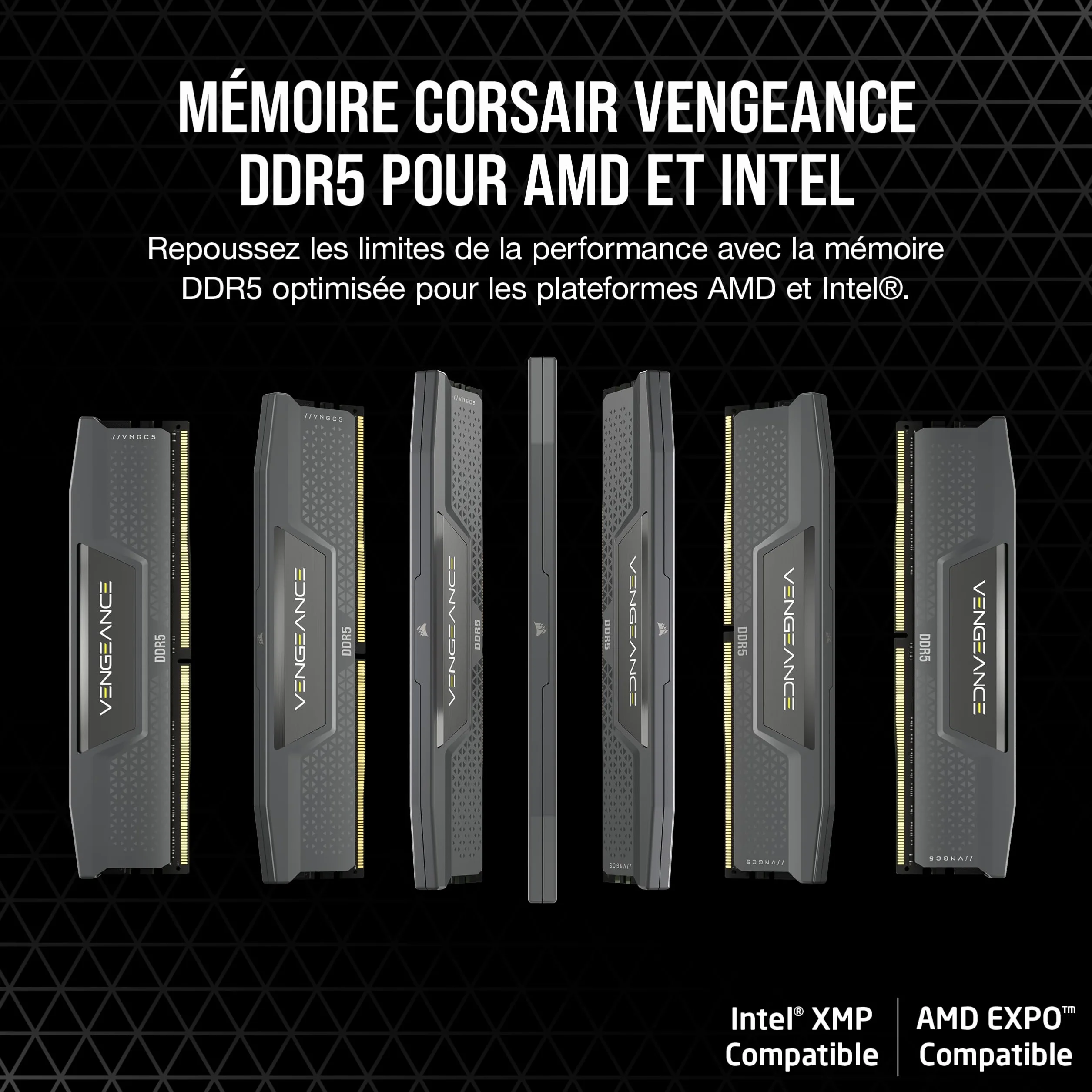 CORSAIR Vengeance DDR5 32Go (2x16Go) 6000MHz CL36 AMD Expo Intel XMP iCUE Mémoire Gris CMK32GX5M2E6000Z36