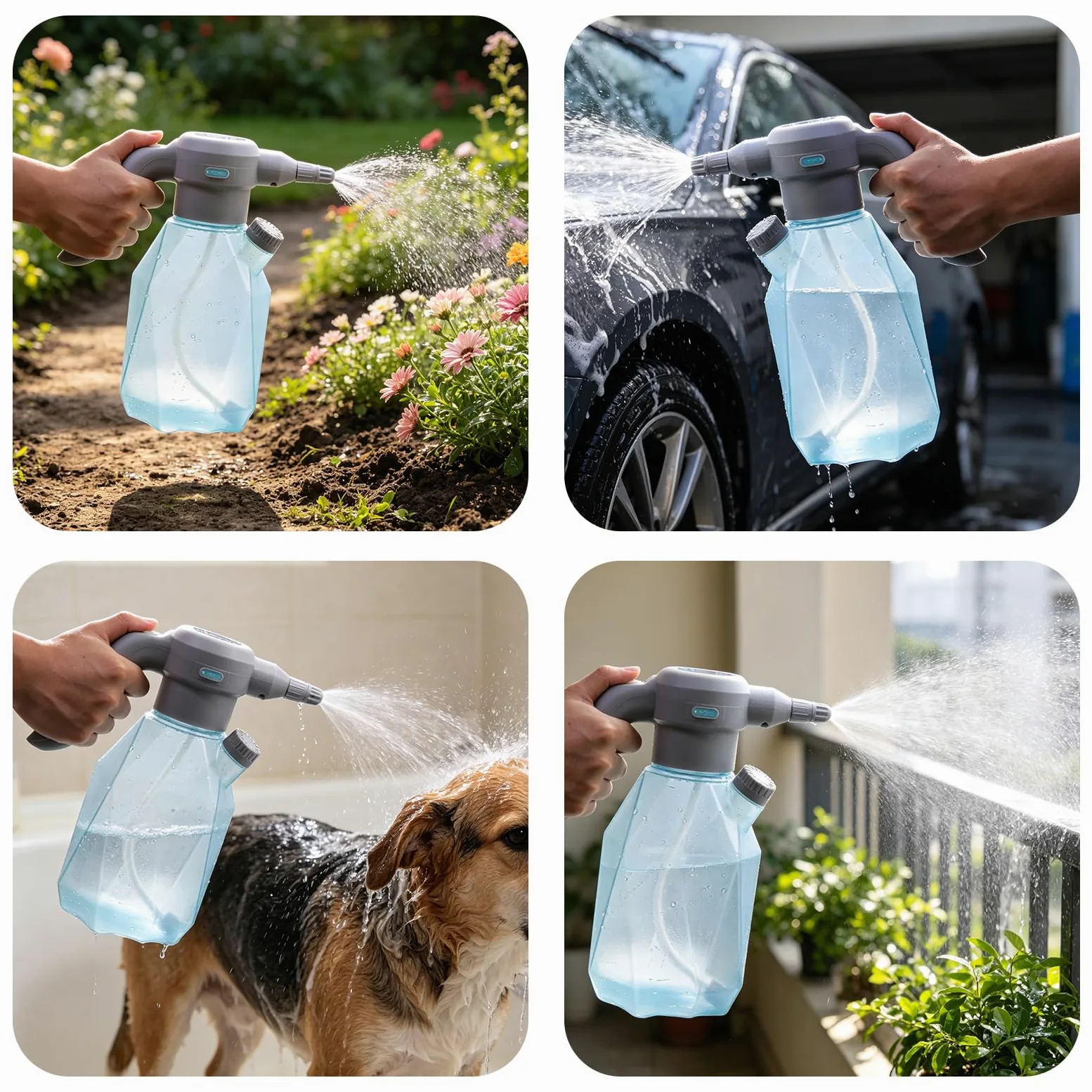 OBEST Pulvérisateur Rechargeable 2L, 3 Niveaux & 4 Modes Pulvérisation | Pulvérisateur Électrique portable à Pression pour Jardinage, Adapté aux Jardins,Cours,Pelouses et Nettoyage Véhicules