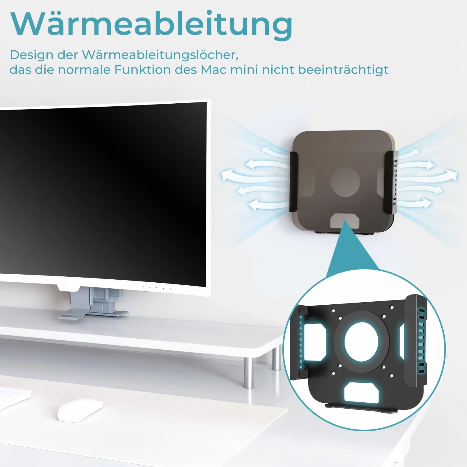 Support en métal compatible Mac Mini M1 M2 M2 Pro VESA mur sous table Dock résistant aux rayures