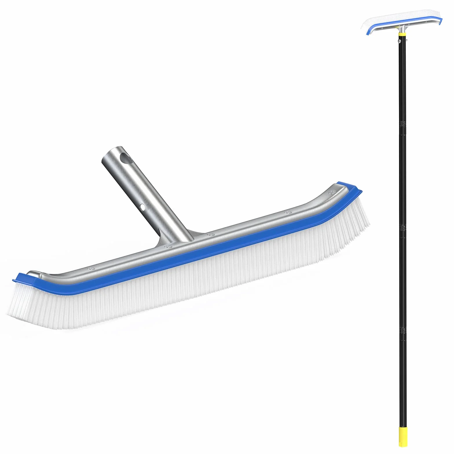 Brosse de Piscine 45cm Aluminium Manche Réglable 120 cm, Nettoyage Piscine