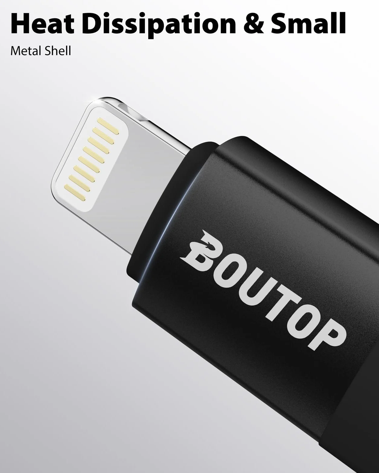 BOUTOP Adaptateur USB C vers Lightning 36W Charge Rapide Compatible iPhone iPad Noir 1 Paquet