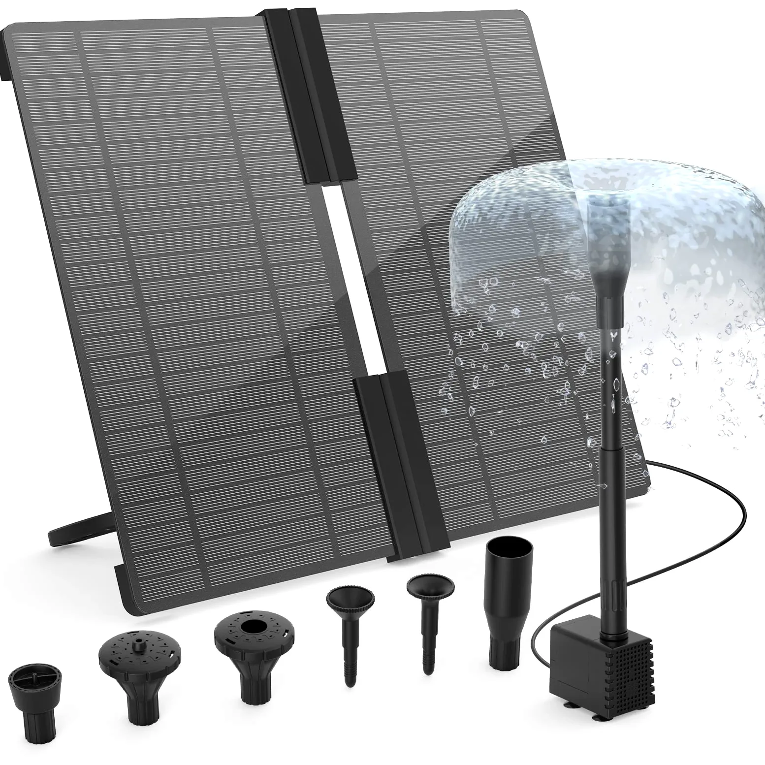 AISITIN Fontaine Solaire DIY 20 W | Pompe avec 6 Buses pour Jardin Étang Jeu d'Eau