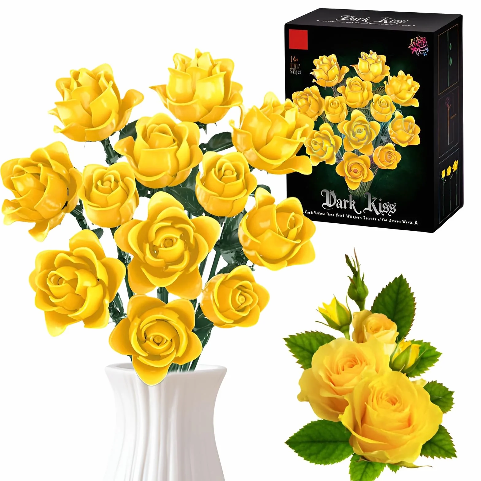 Bouquet de roses jaunes Kit de construction Collection botanique 585 pièces