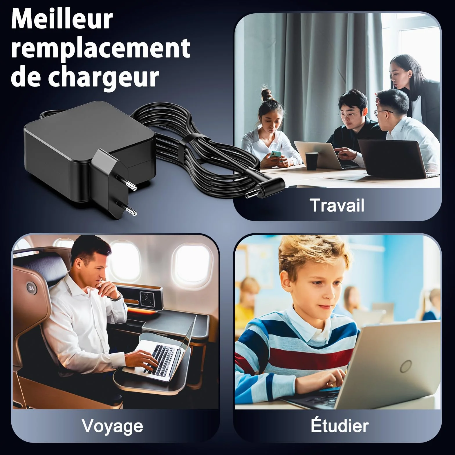 Chargeur Ordinateur Portable ASUS 45W Prise 4.0 x 1.35 mm Compatible Vivobook 14/15/17 Zenbook UX/UXD/TP Series