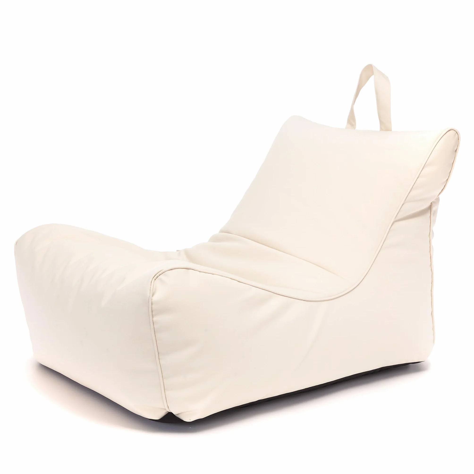 Ecopuf Pouf Armchair Sack Chaise Longue Waterproof Outdoor Cream with Storage Pocket and Handle