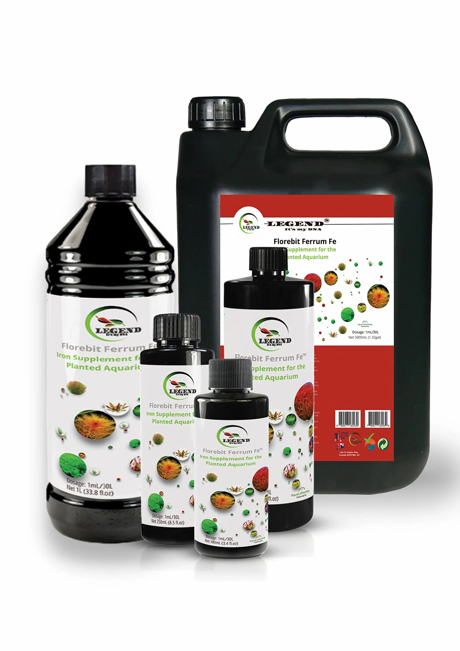 Legend Florebit Ferrum Fe™ Engrais pour plantes d'aquarium Rouge 100 ml 250 ml 500 ml 1000 ml