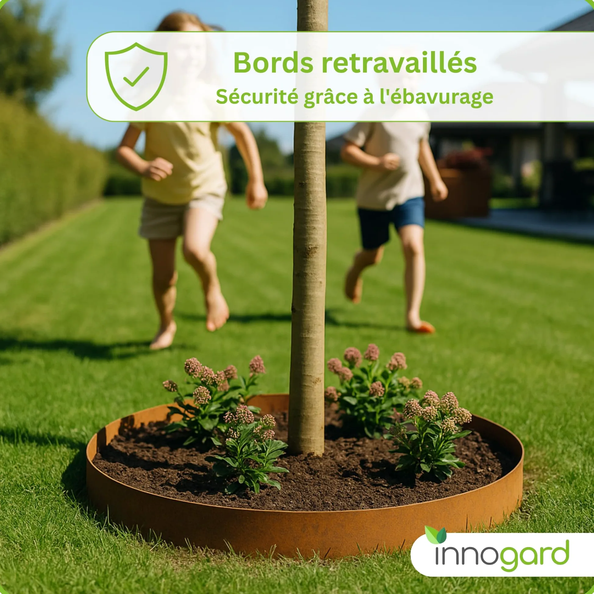 innogard Bordure de Gazon en Acier Corten épaisseur 1mm - 5m x 20cm | Bande de bordure pour pelouse, délimitation et bordure de parterres, bordure de parterre souple