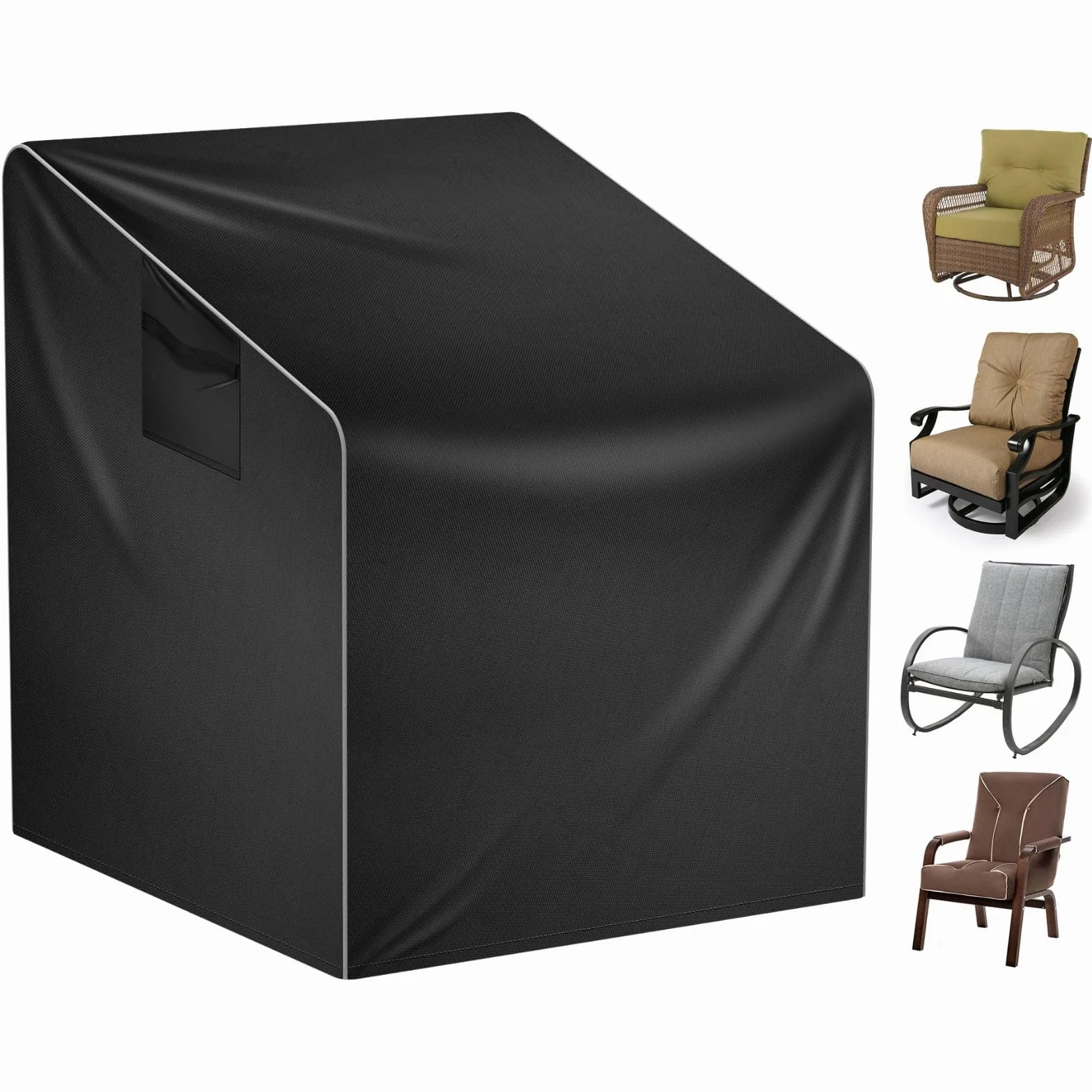Housse Fauteuil Jardin Imperméable 100x85x75cm Oxford 210d Noir Protection Chaise Extérieur pour Fauteuil Pivotant