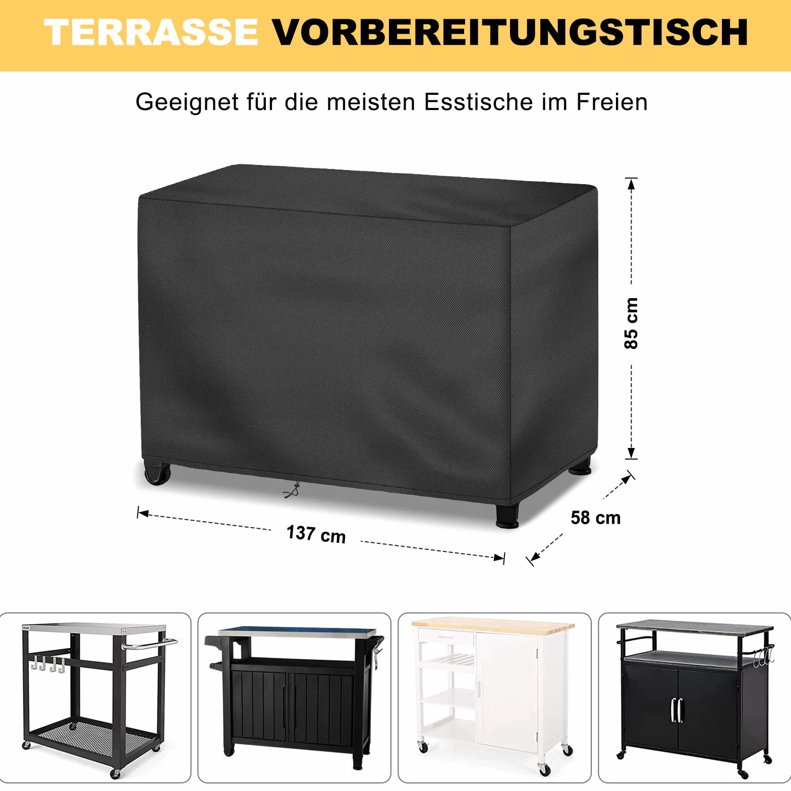 Keter BBQ Unity XL 500D Housse de Table d'appoint imperméable Coupe-Vent résistante au vieillissement