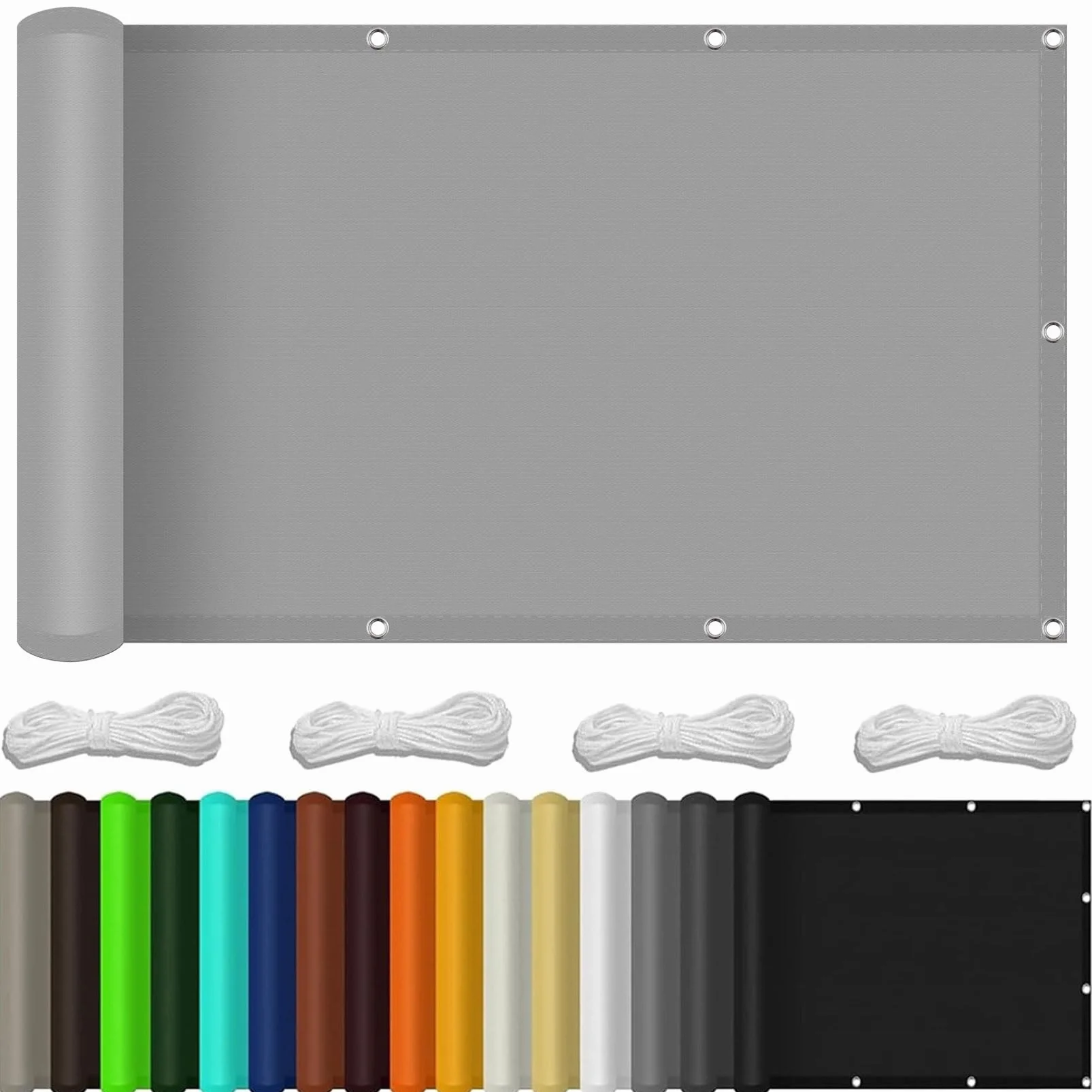 Brise Vue Balcon Exterieur 120 x 180 cm UV Résistant Vent Protection Gris Clair