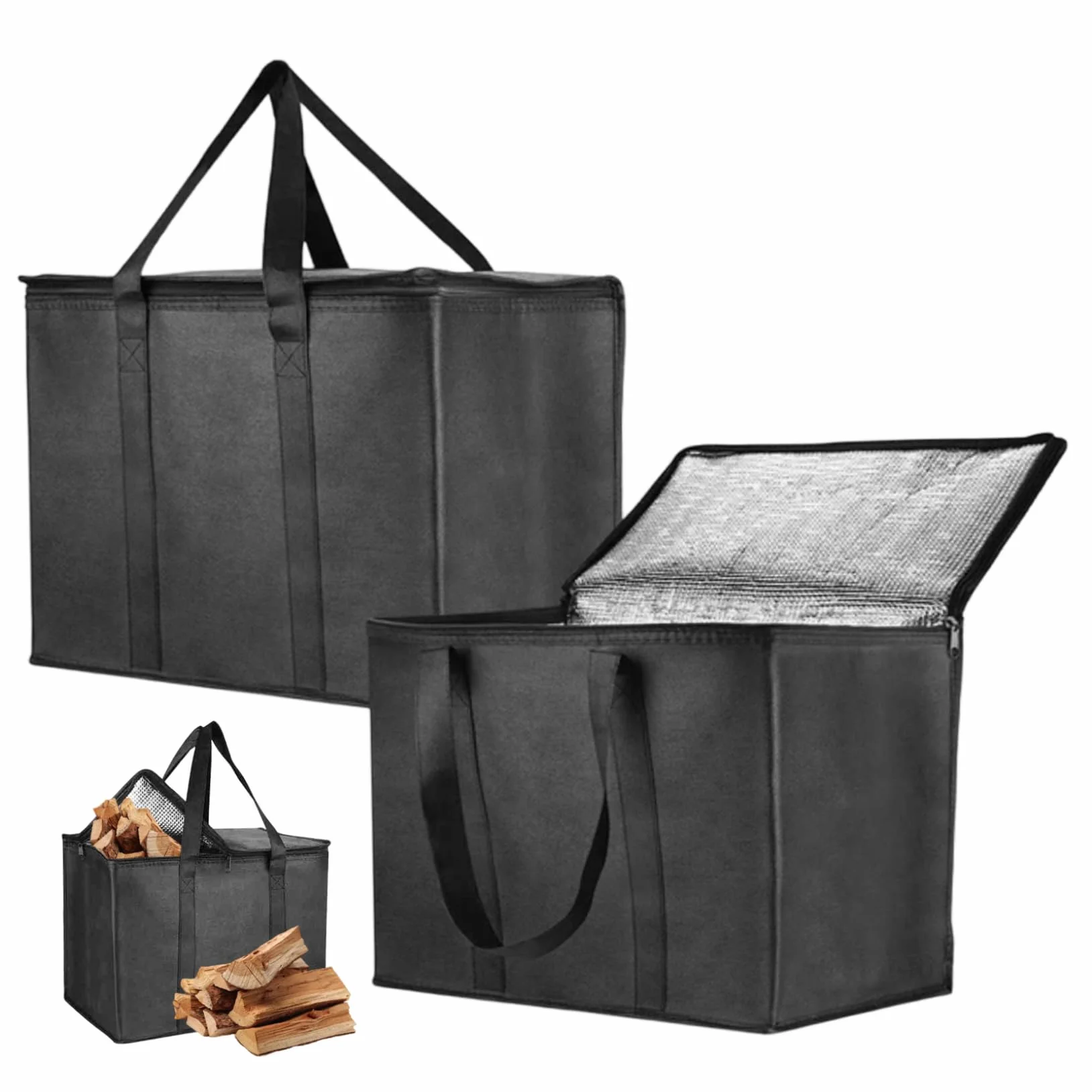 Sac de rangement à granulés en bois 2pcs étanche avec poignée pour barbecue