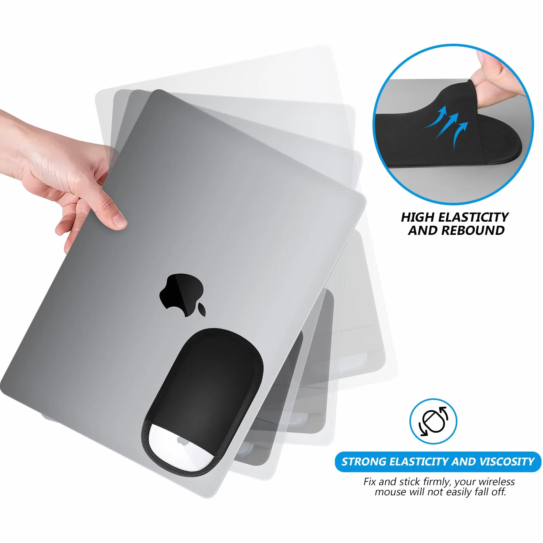 Lacdo Étui à Souris Autocollant Universel pour Magic Mouse 1 2, Noir