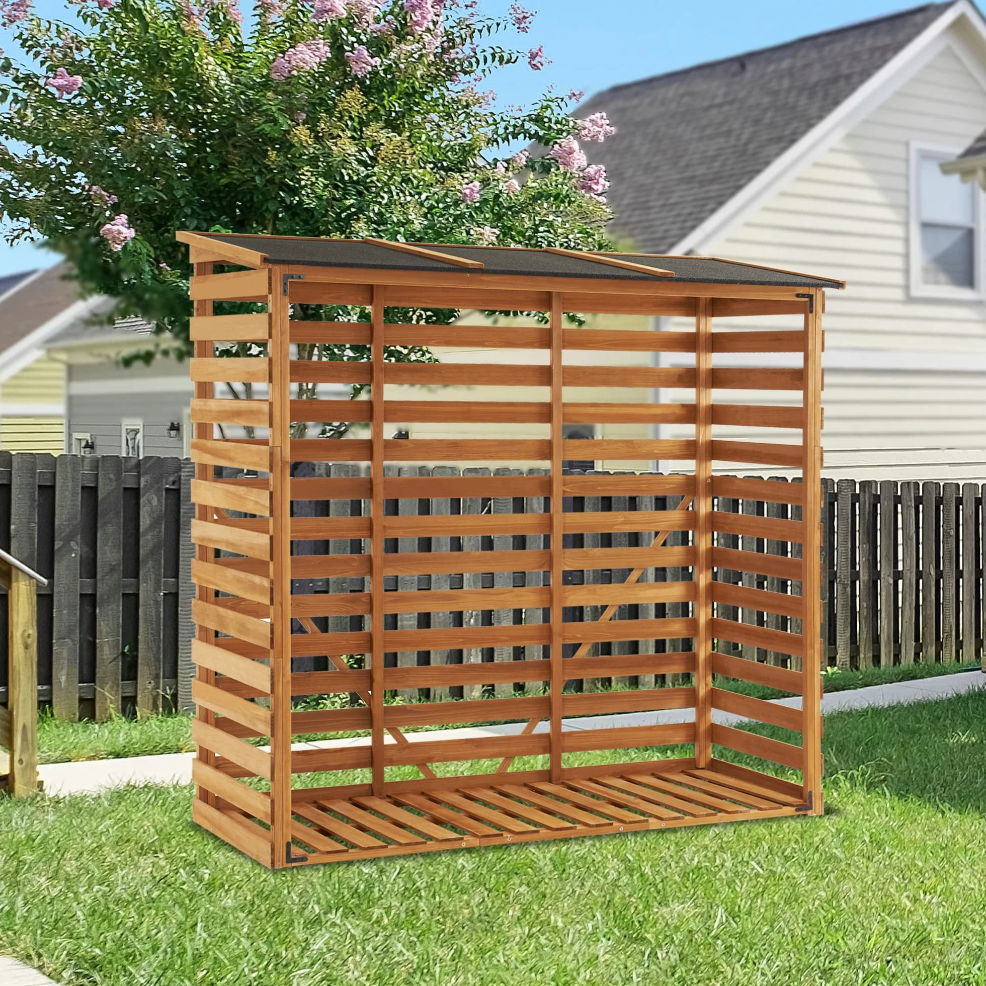 M MCombo Étagère à bois extérieure 90 × 185 × 186 CM avec couverture imperméable