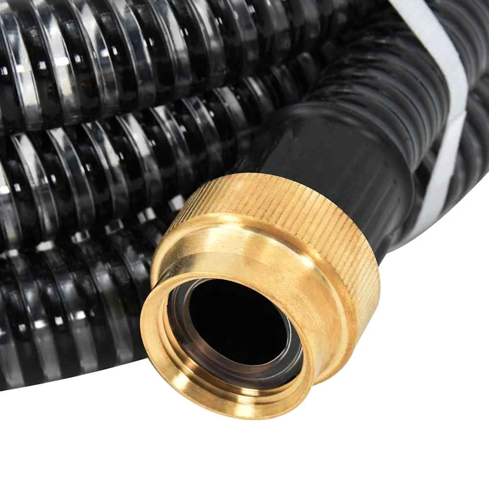 Tuyau d'Aspiration 10 m Noir PVC 1" 25 mm avec Raccords Laiton, Crépine & Clapet de Pied Flottant, Pompe Jardin Filtre Eau Domestique, Pression 6 Bar