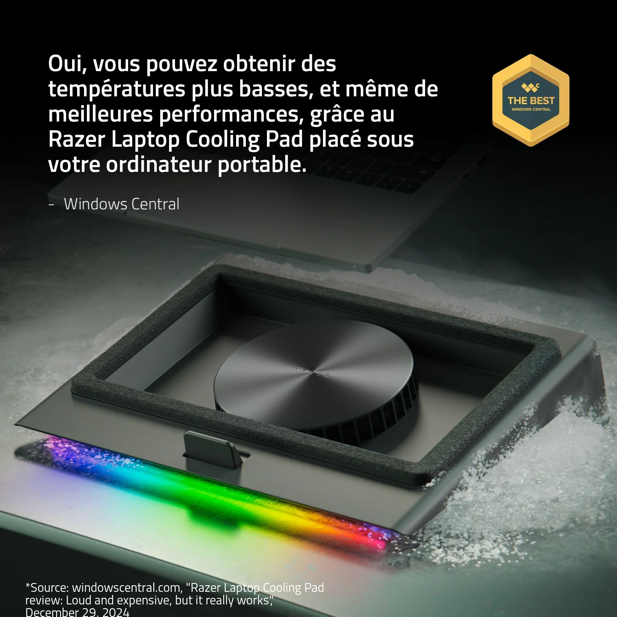 Razer Support de Refroidissement Intelligent pour Ordinateurs Portables 14-18 Pouces Chambre de Pression étanche à l'air Noir