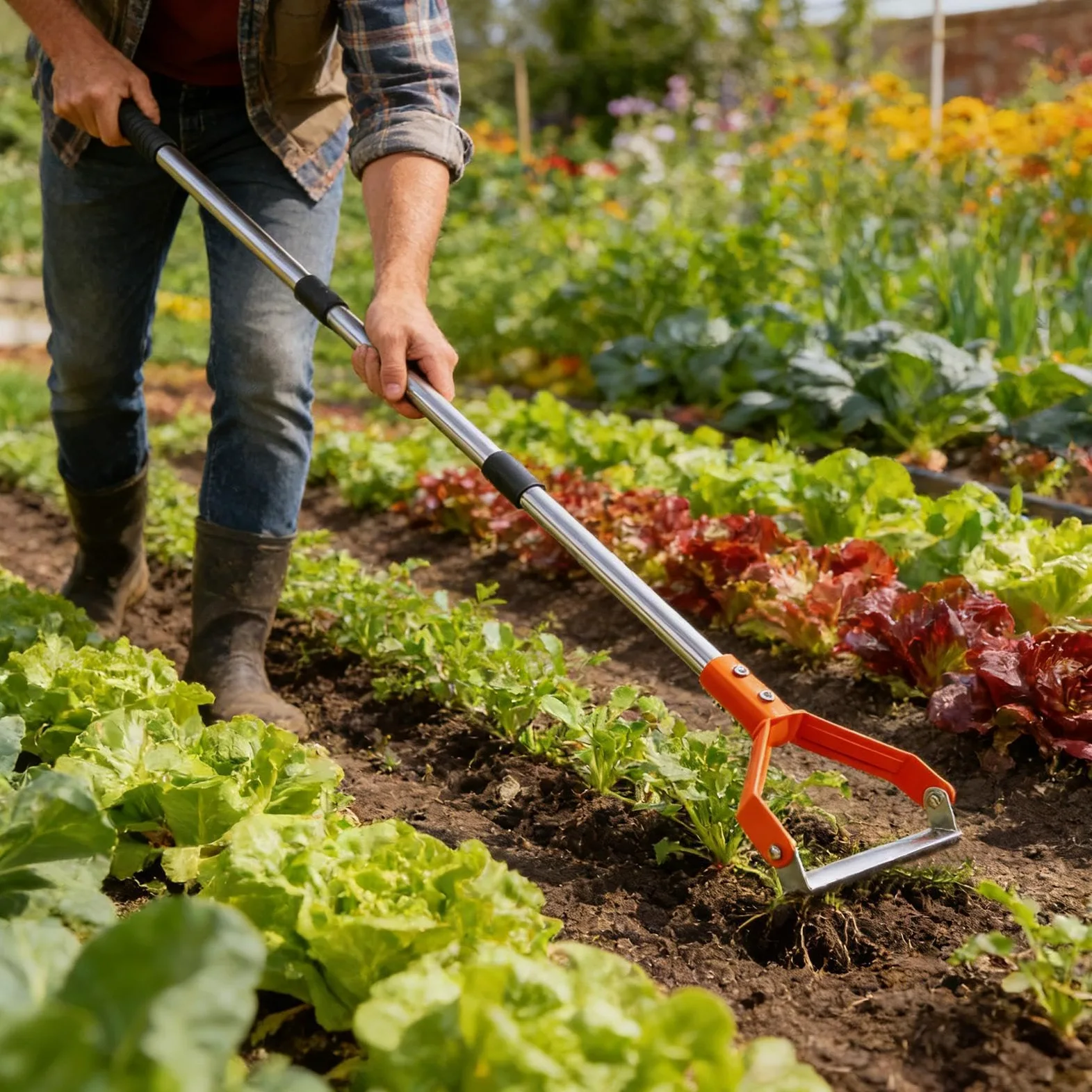 Sarcloir à Étrier Manche Long Pelle Ronde Robuste | À Étrier Pour Le Désherbage Du Jardin Pour Creuser Tranchée Détasser Sarcler Bordures Ferme Pelouse Arrière-cour