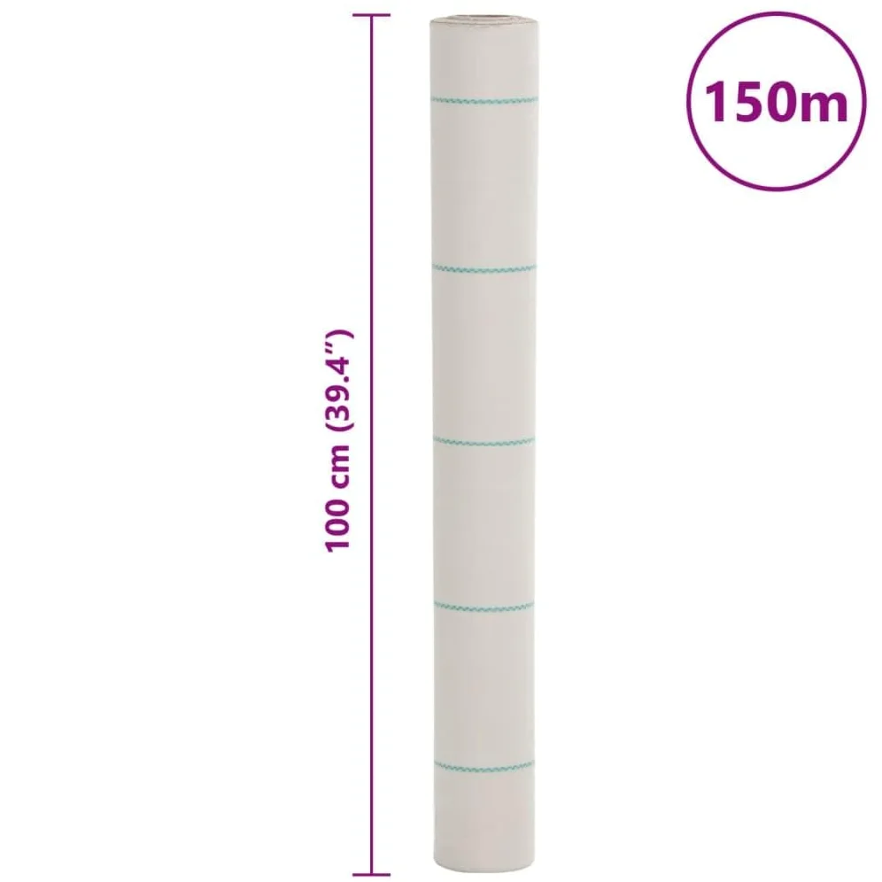 Membrane Anti Mauvaises Herbes Blanc 1 x 150 m PP géotextile Feutre Toile bache paillage Drainage Permeable Sol Jardin pelouse terrasse Allee Gravier