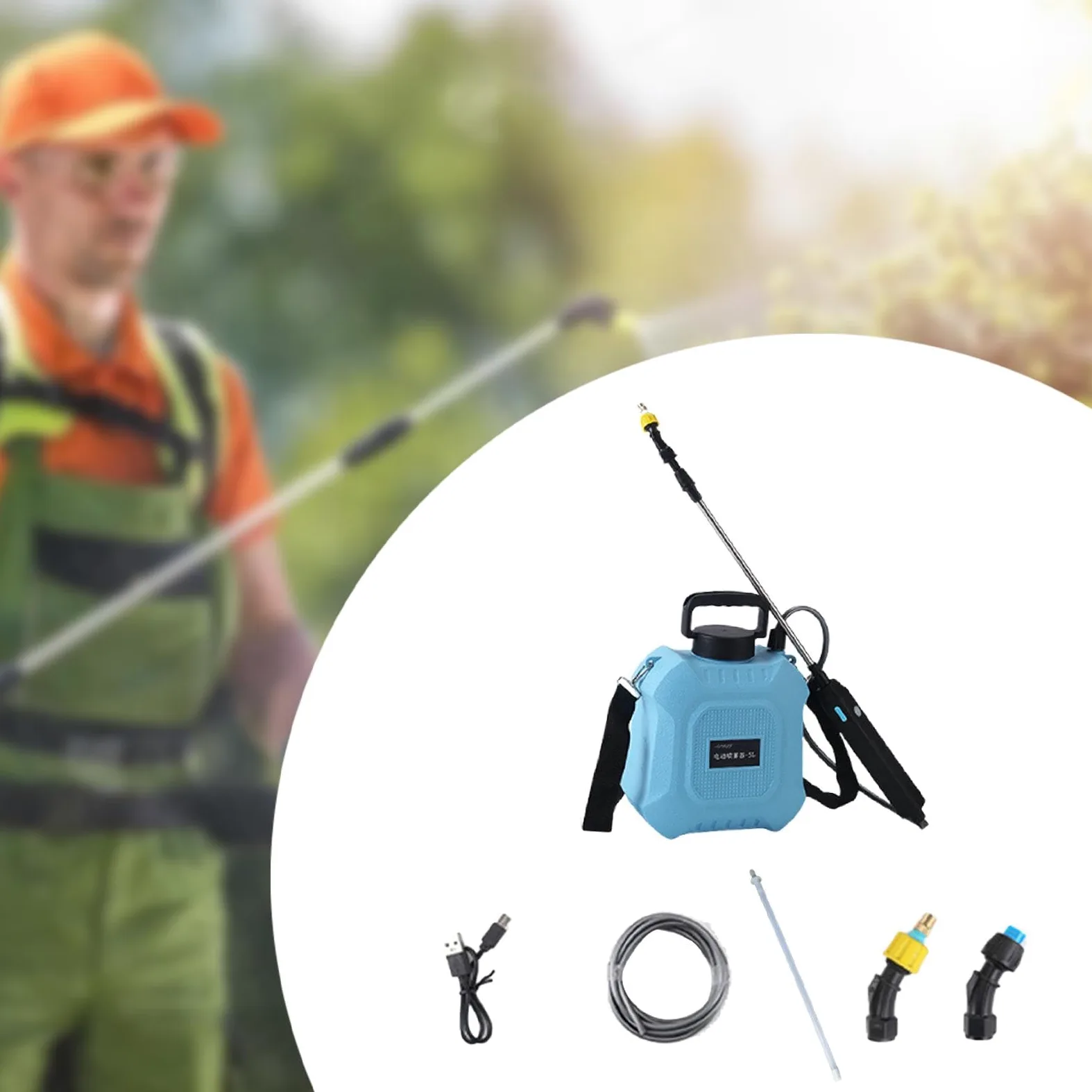Pulvérisateur de Jardin électrique avec Lance Extensible et Bandoulière, 5l