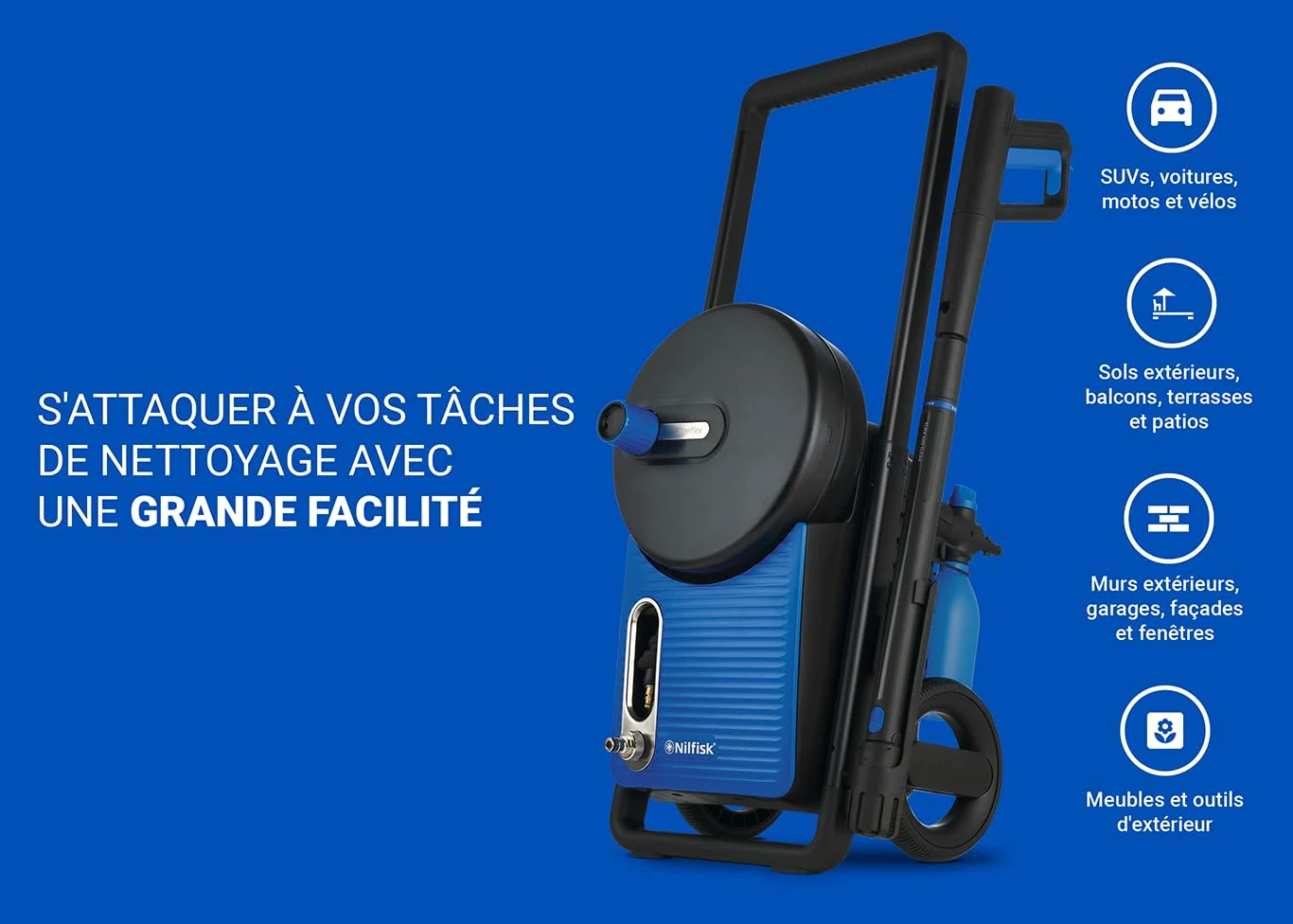Nilfisk Excellent 180 Nettoyeur Haute Pression avec Smart Assistant - Nettoyeur Haute Performance pour Le Jardin, la Terrasse et Voitures (2800 W) 128471416