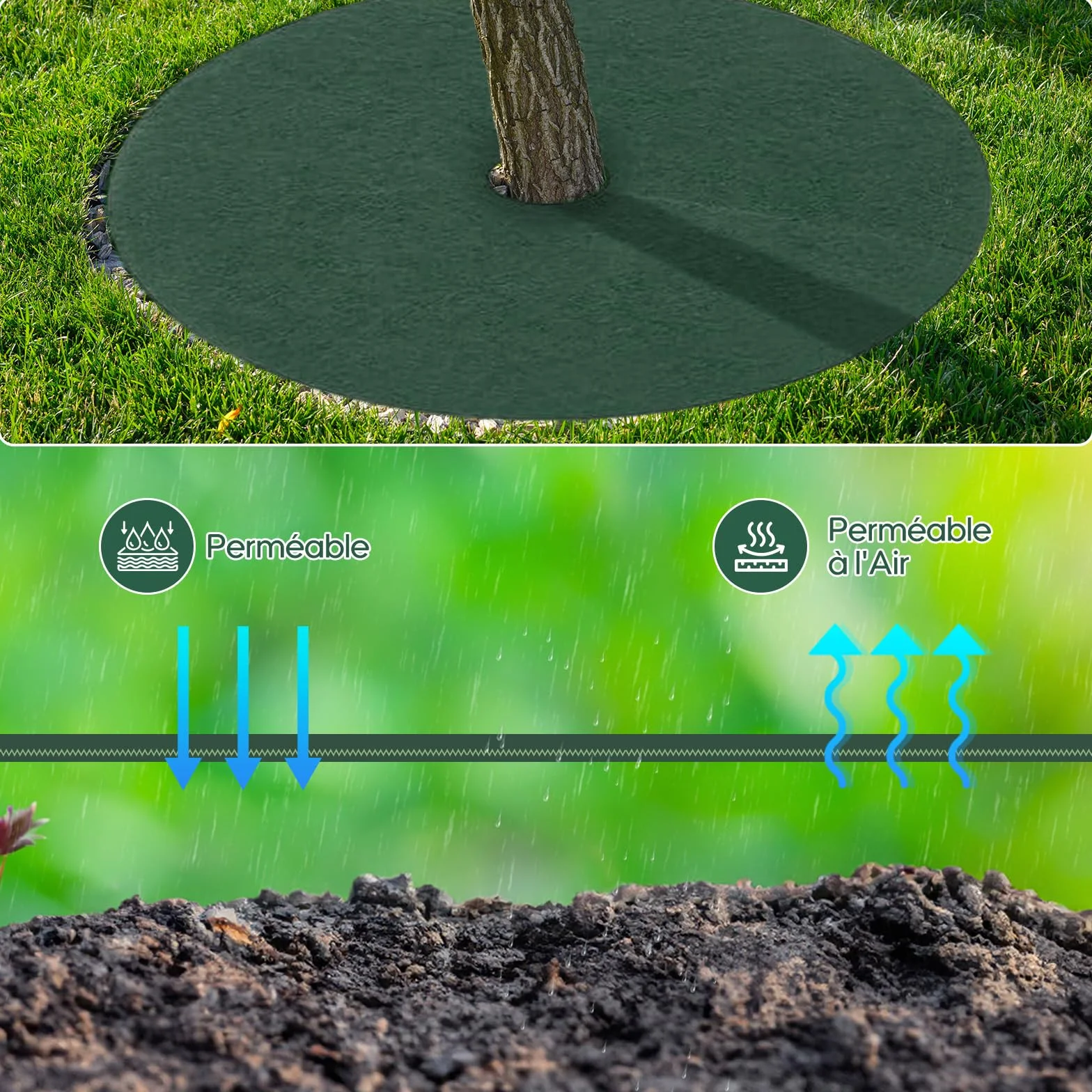 Tapis de Protection pour Arbres Anti-Herbes Diamètre 32cm 10 Pièces