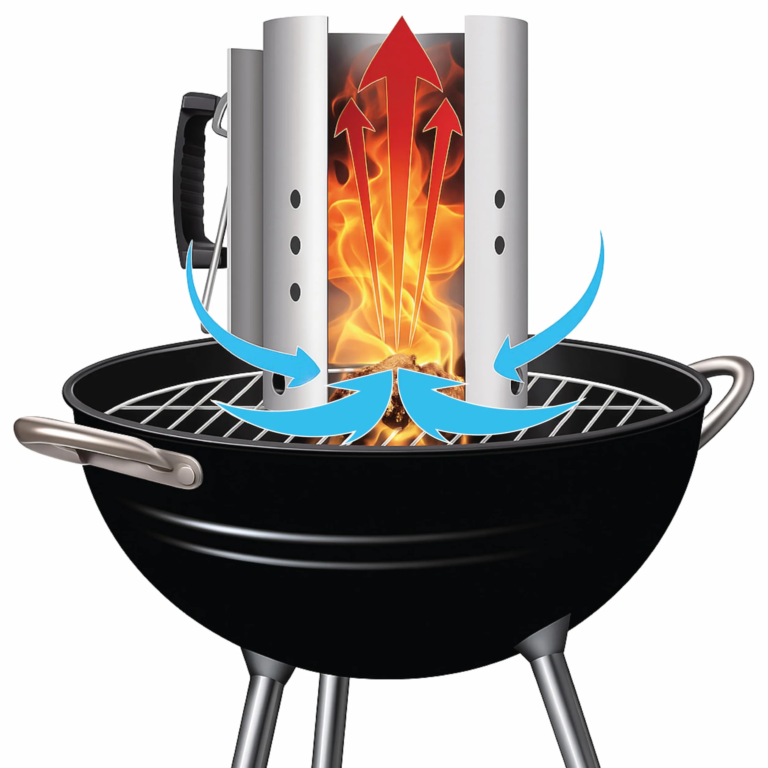 Brigros MasterCook Cheminère Barbecue Aluminium Allume Charbon Bois 19 cm 30 cm 1,5 kg