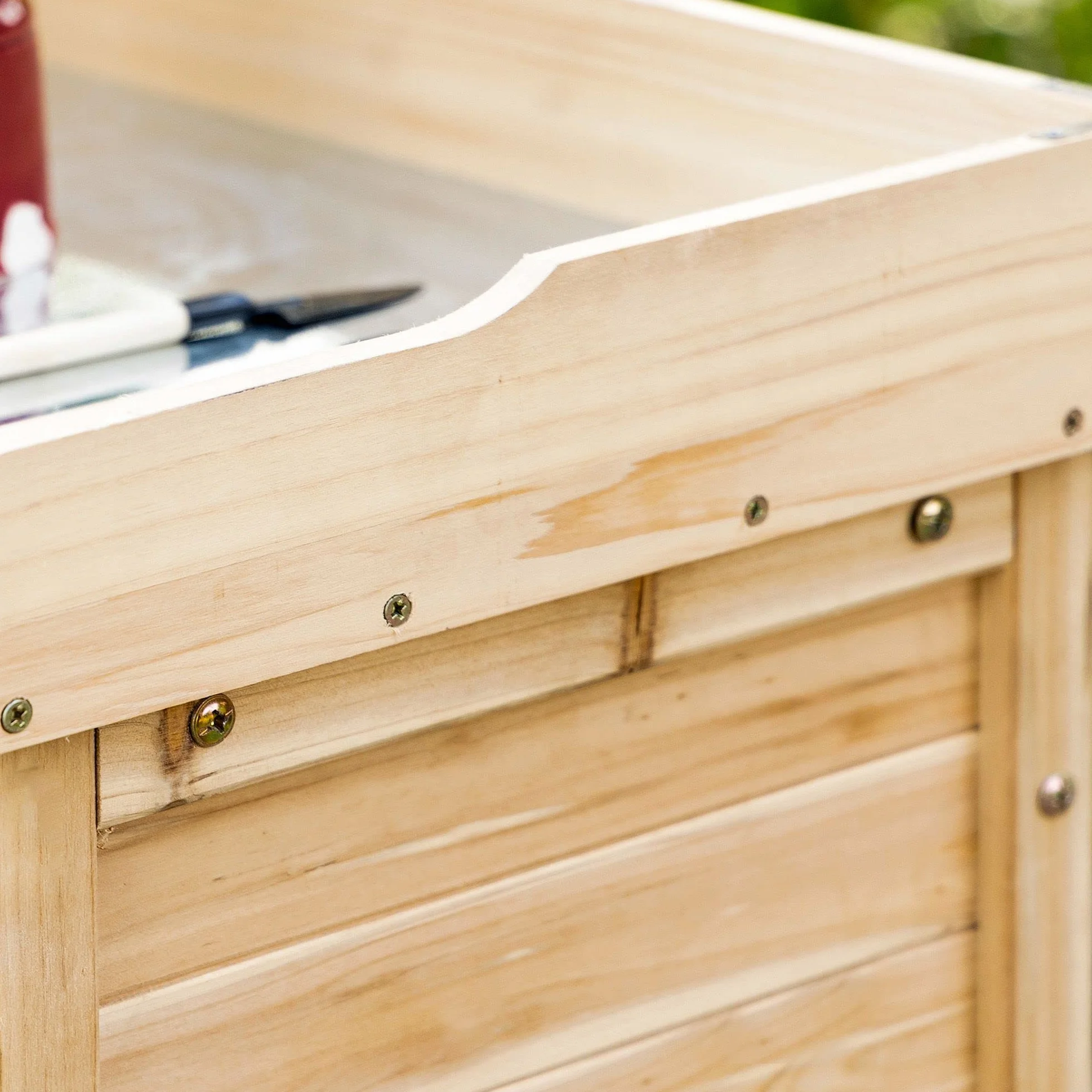 Outsunny Armoire de jardin bois avec table basse 83x40x92 cm