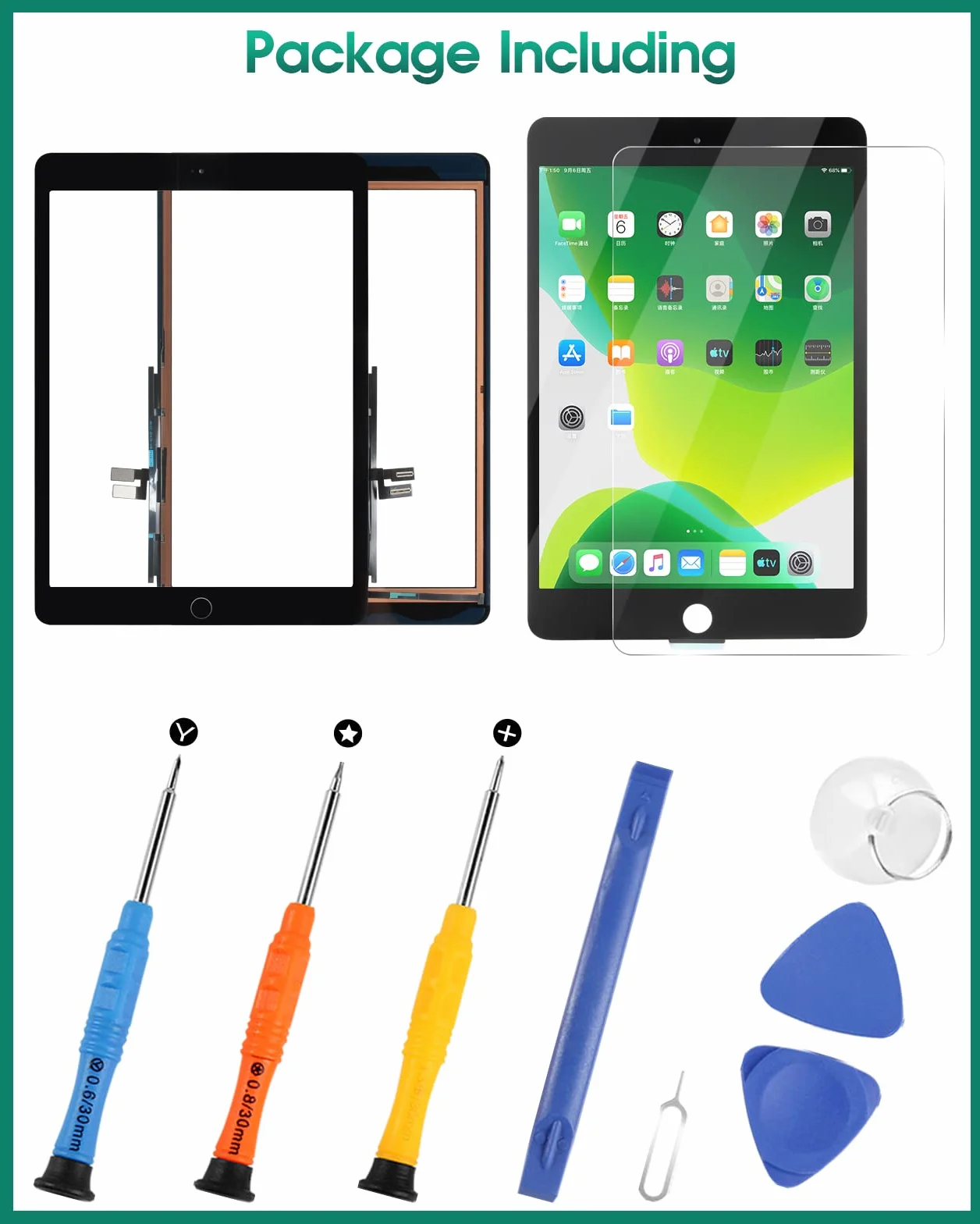 Écran Tactile iPad 7 8 10.2 2019 2020 Digitizer A2197 A2200 A2198 A2232 A2428 A2429 A2270 A2430 Noir