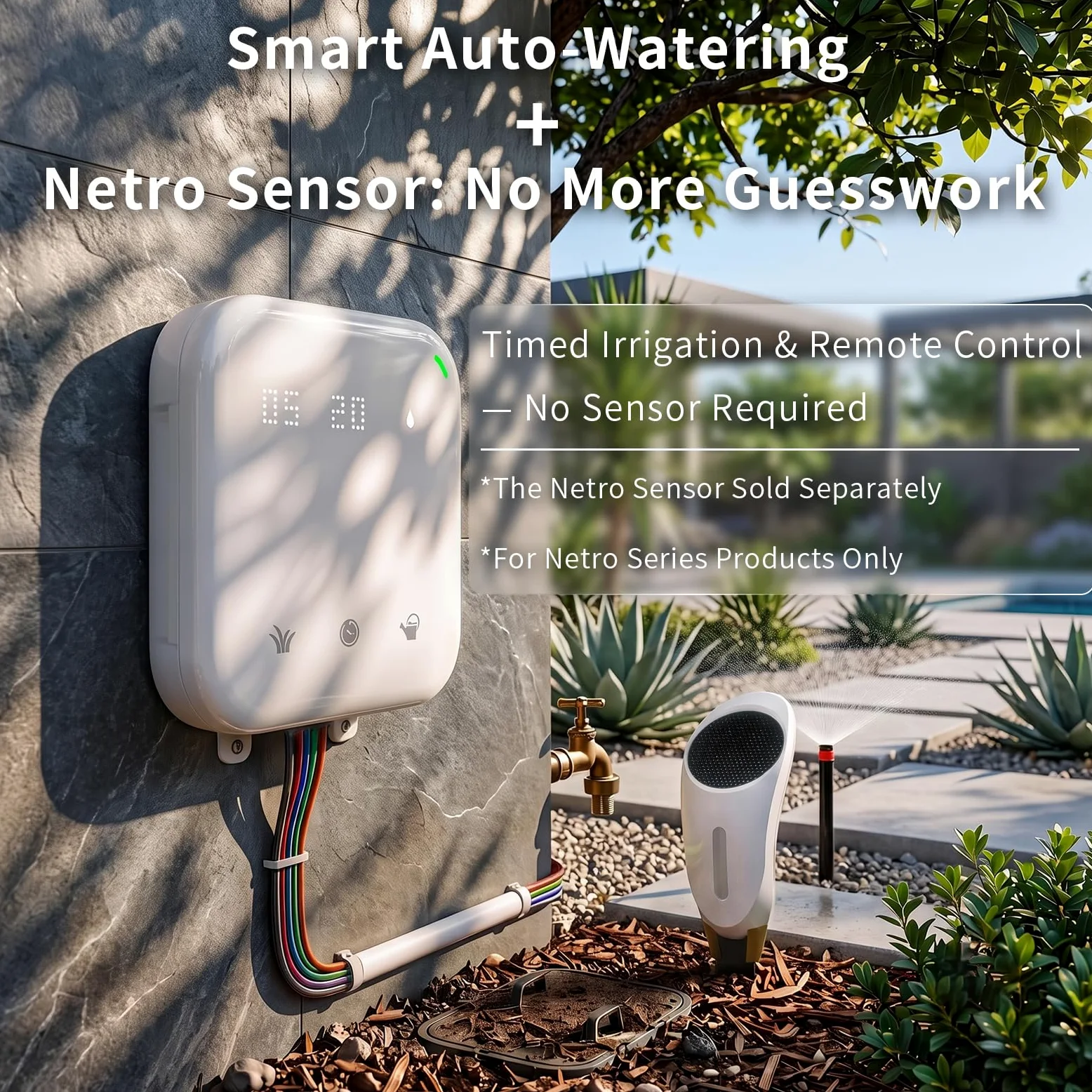 Netro Contrôleur d'arroseur intelligent Spark, WiFi, fonction météo, accès à distance (16 zones)