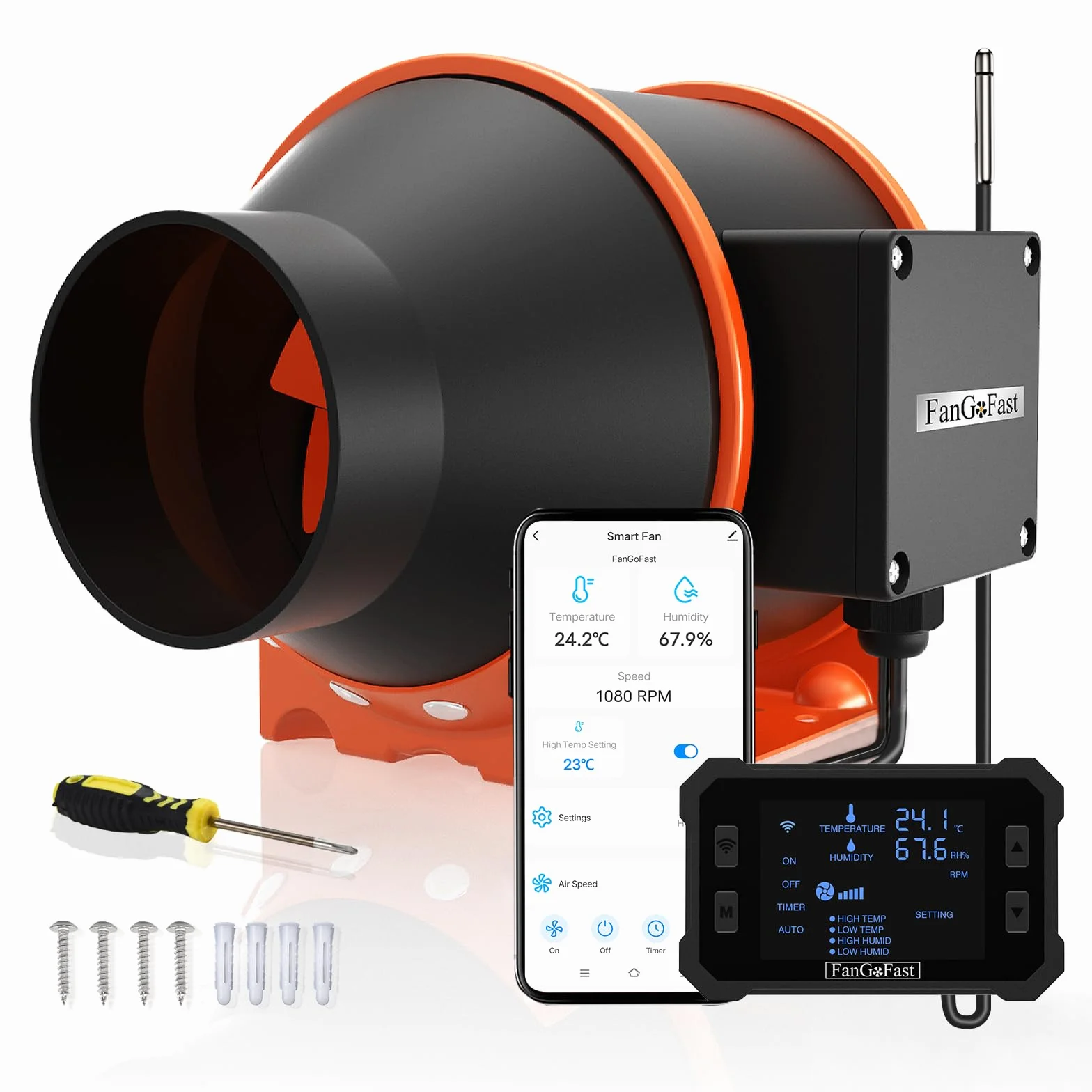 FanGoFast 100mm Extracteur d'Air Wifi avec Moteur EC 2800 tr/min pour Tentes