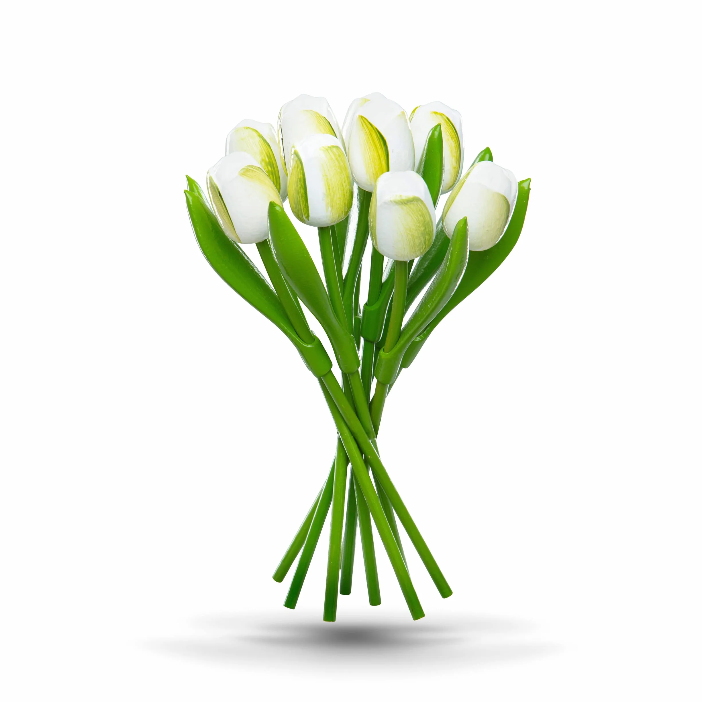 Bouquet de Tulipes en Bois Blanc 34 cm, Fleurs en Bois Décoration, Fabriqué en Hollande