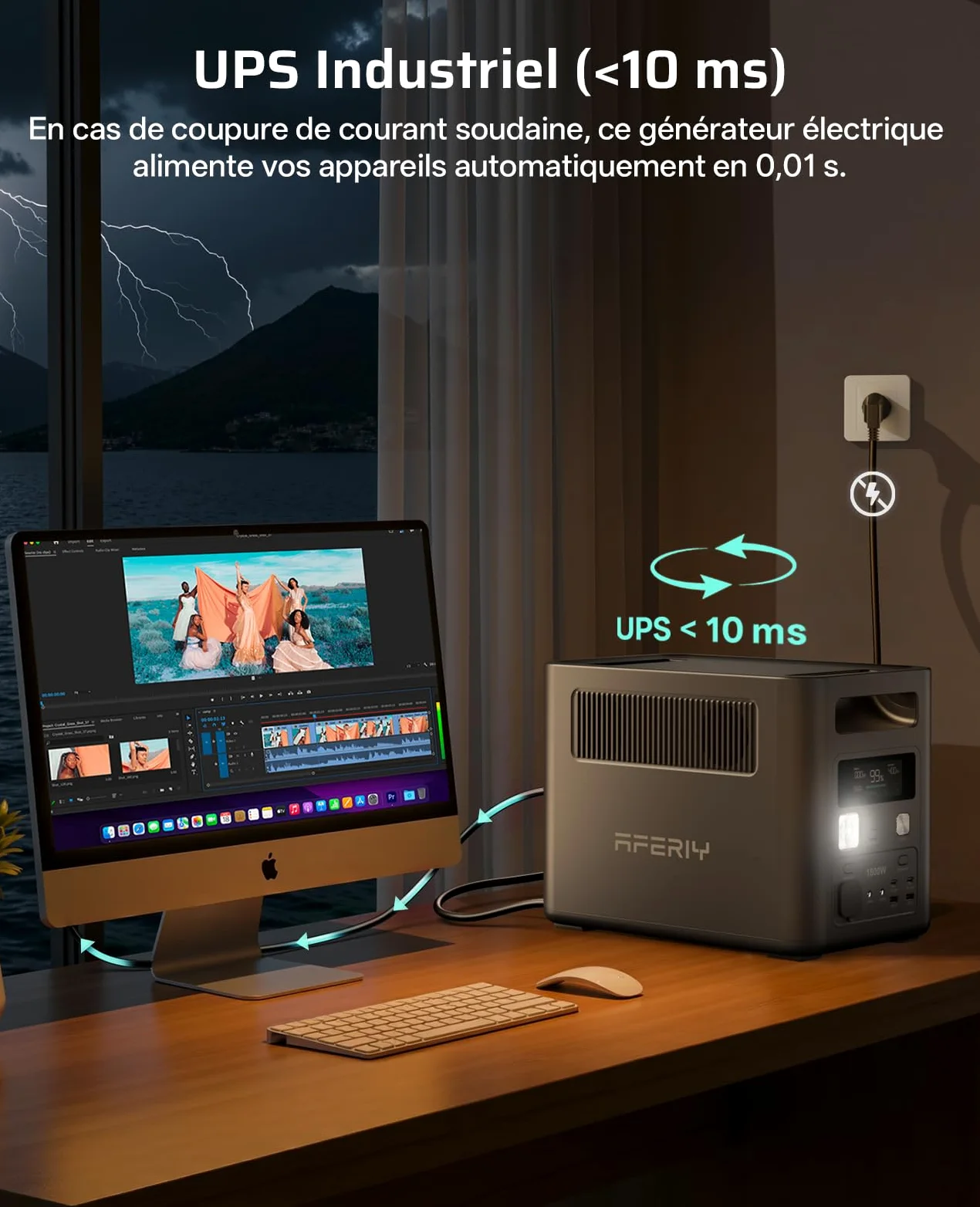 AFERIY P180 Générateur Électrique Portable 1024Wh avec Panneau Solaire Pliable 200W, Batterie Nomade Solaire 1800W(3600W pic), Recharge de 0-99% en 60 Min, Station Électrique pour Camping/Maison/RV
