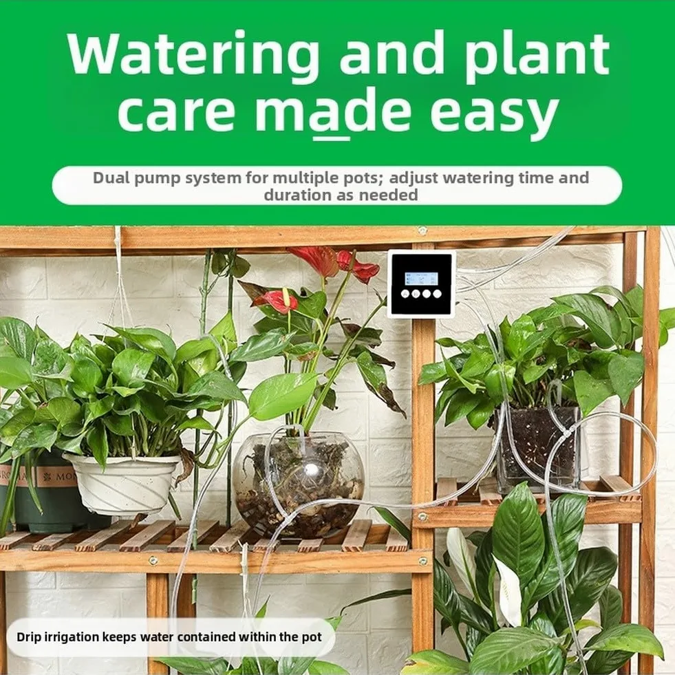 Arroseur automatique pour plantes, système d'arrosage automatique à double pompe, dispositif d'irrigation intelligent minuteur pour intérieur, jardin, balcon