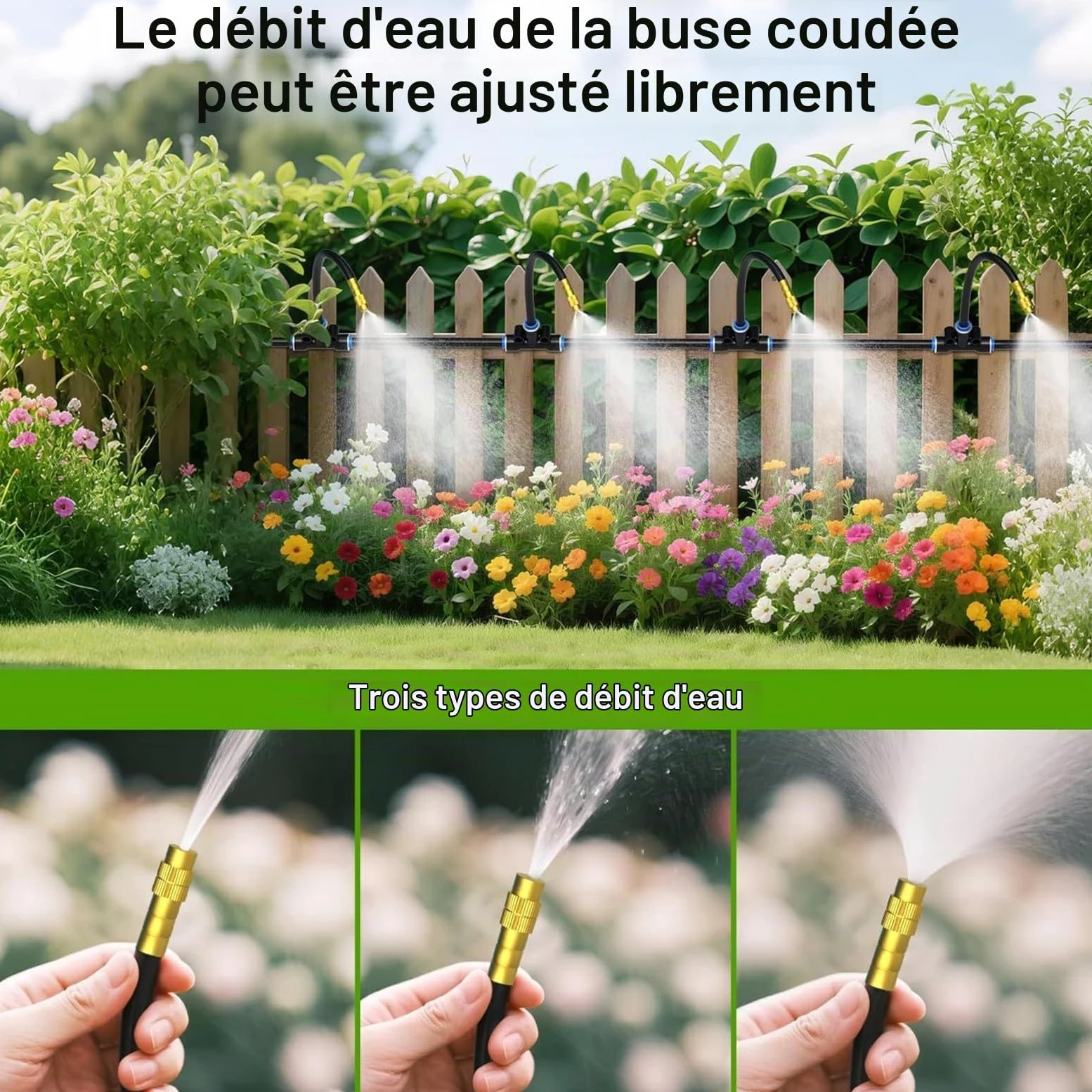 Système D’Arrosage Automatique 30m, 16 Buses Orientables, Kit de Brumisation 6mm en Laiton pour Jardin, Serre et Terrasse, Installation Sans Outil, Jusqu’à 80% d’Eau Économisée