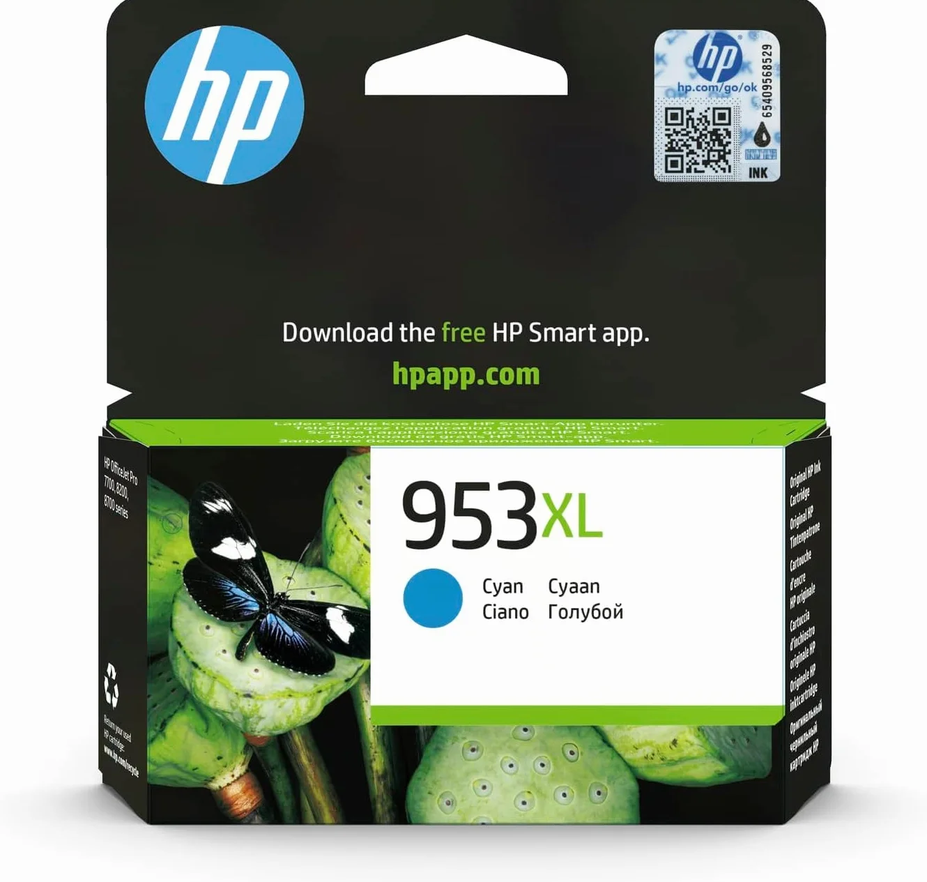 HP 953XL Cartouche d'encre Cyan Grande capacité Authentique F6U16AE