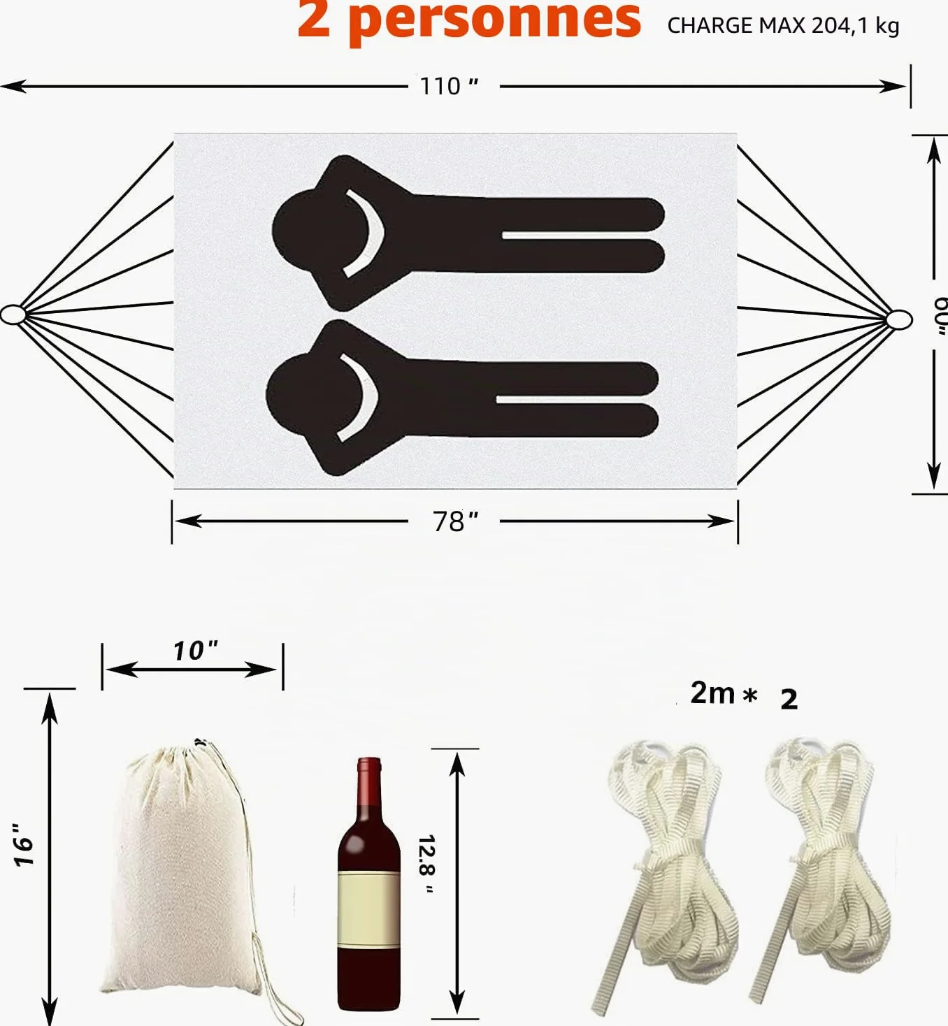 Hamacs de jardin à suspendre en coton double avec franges de style bohème pour adultes, porche, voyage, camping, jacquard rétro, 200 x 150 cm, charge maximale 250 kg | Hamac lit en toile pour chambre à coucher, terrasse, jardin, cour