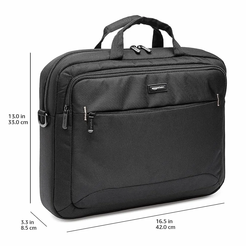 Amazon Basics Sac à bandoulière Compact Ordinateur Portable 15,6 Pouces 40 cm Noir